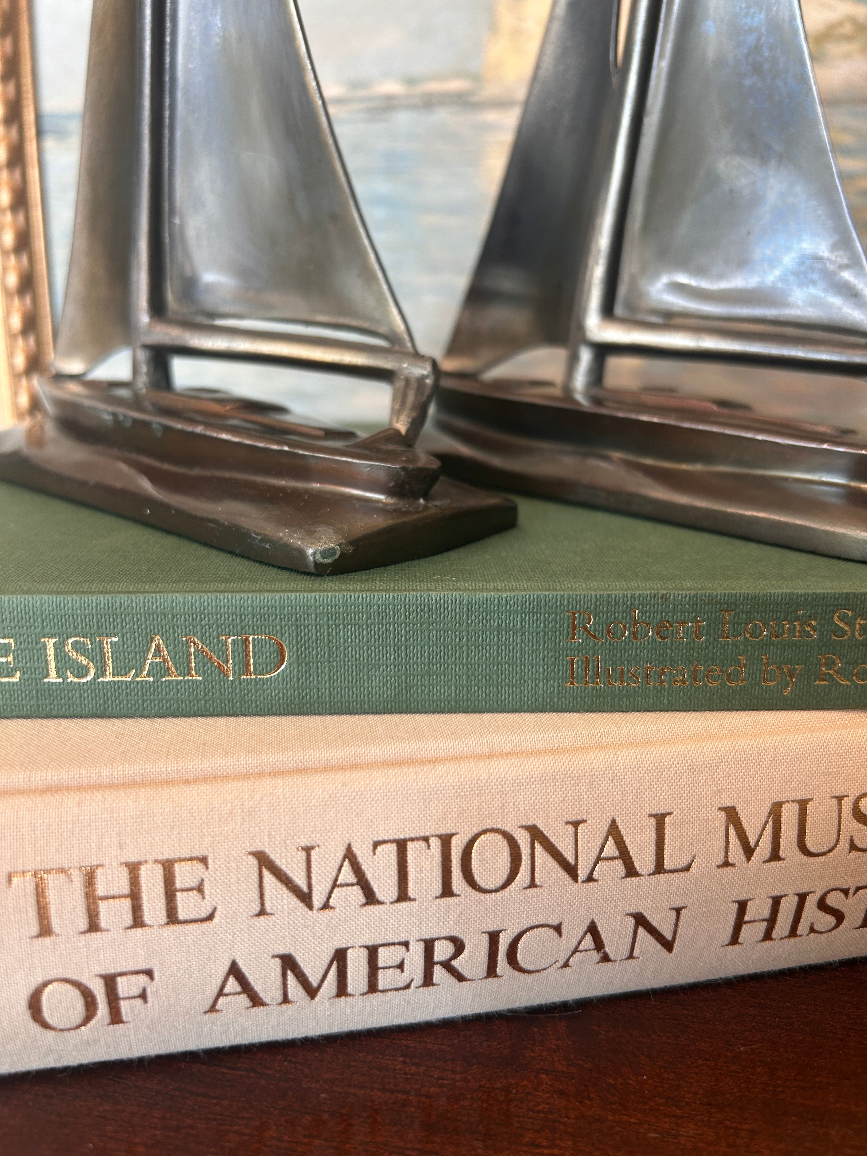 Vintage Bronzed Sailboat Bookend Pair