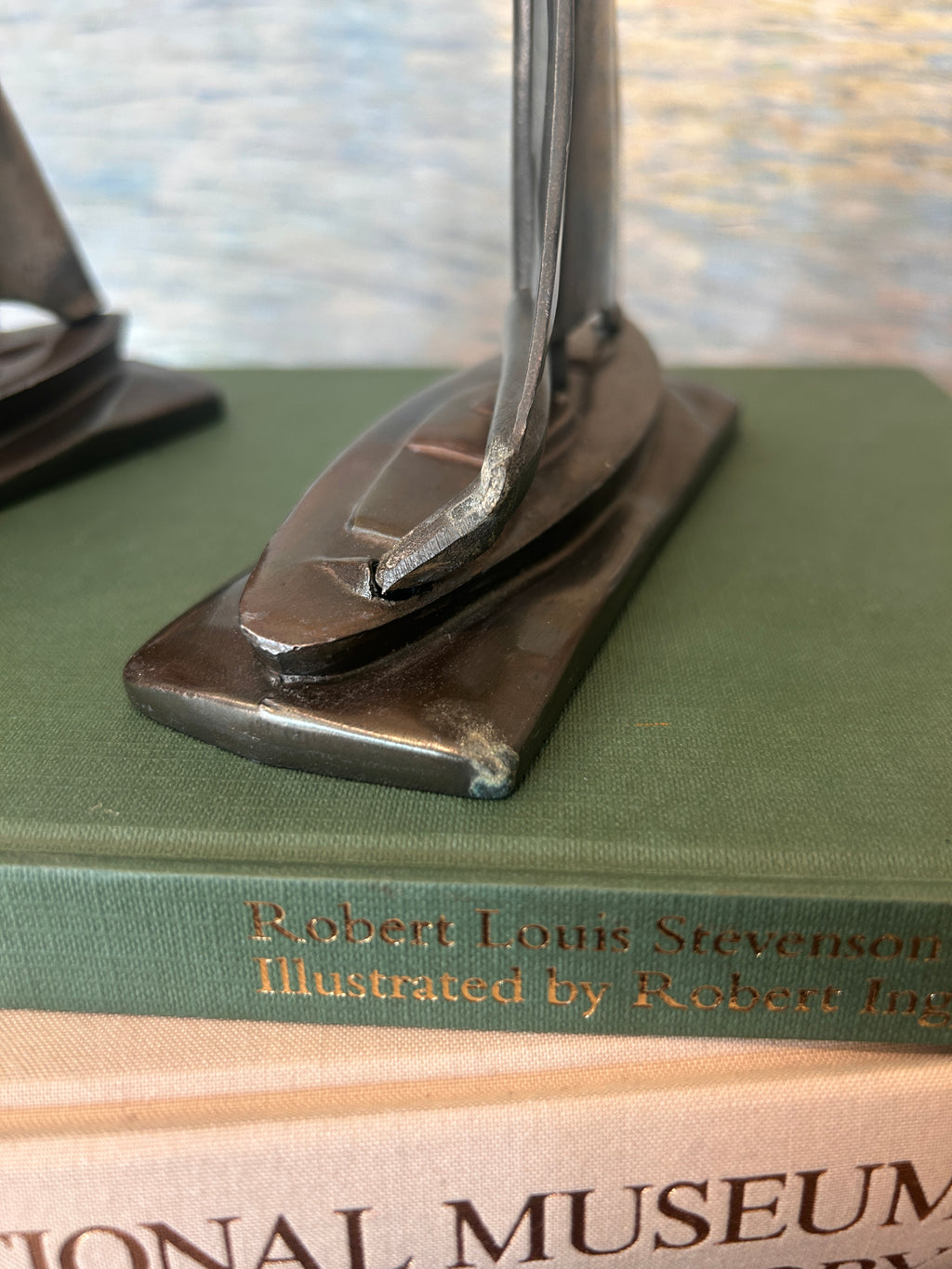 Vintage Bronzed Sailboat Bookend Pair