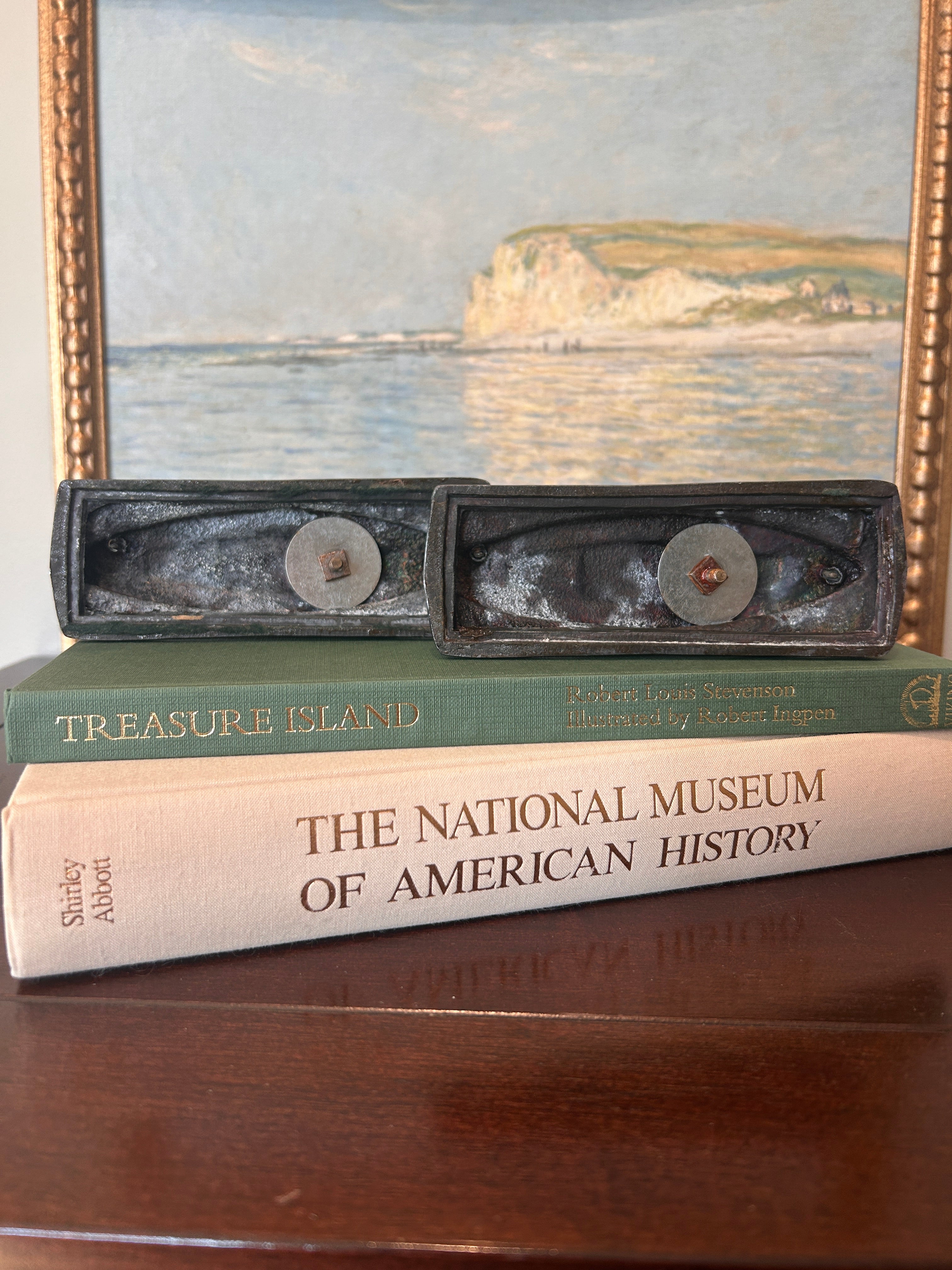 Vintage Bronzed Sailboat Bookend Pair
