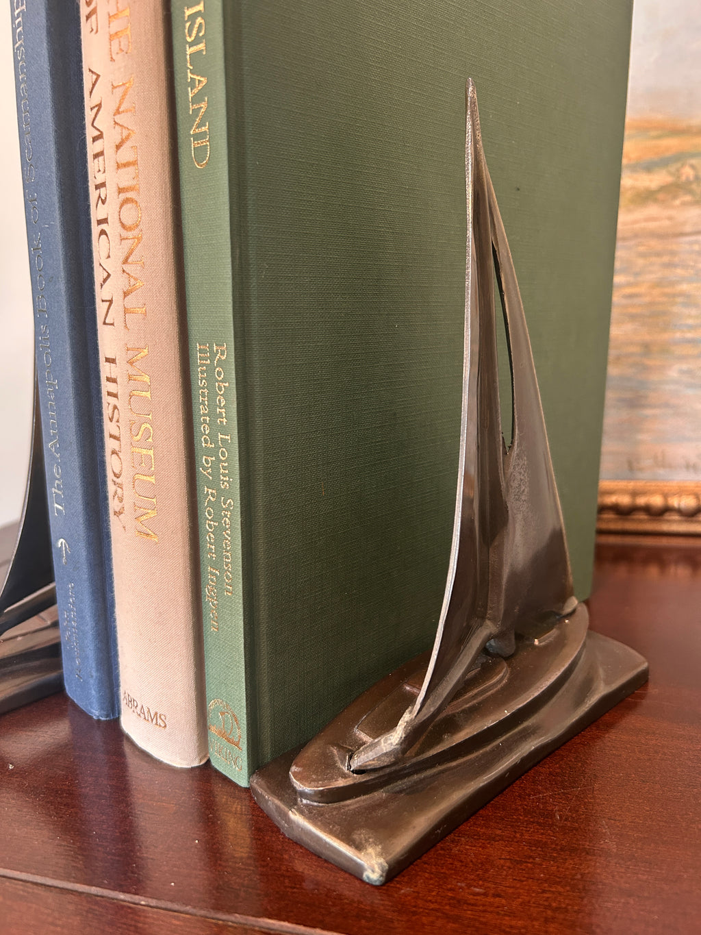 Vintage Bronzed Sailboat Bookend Pair