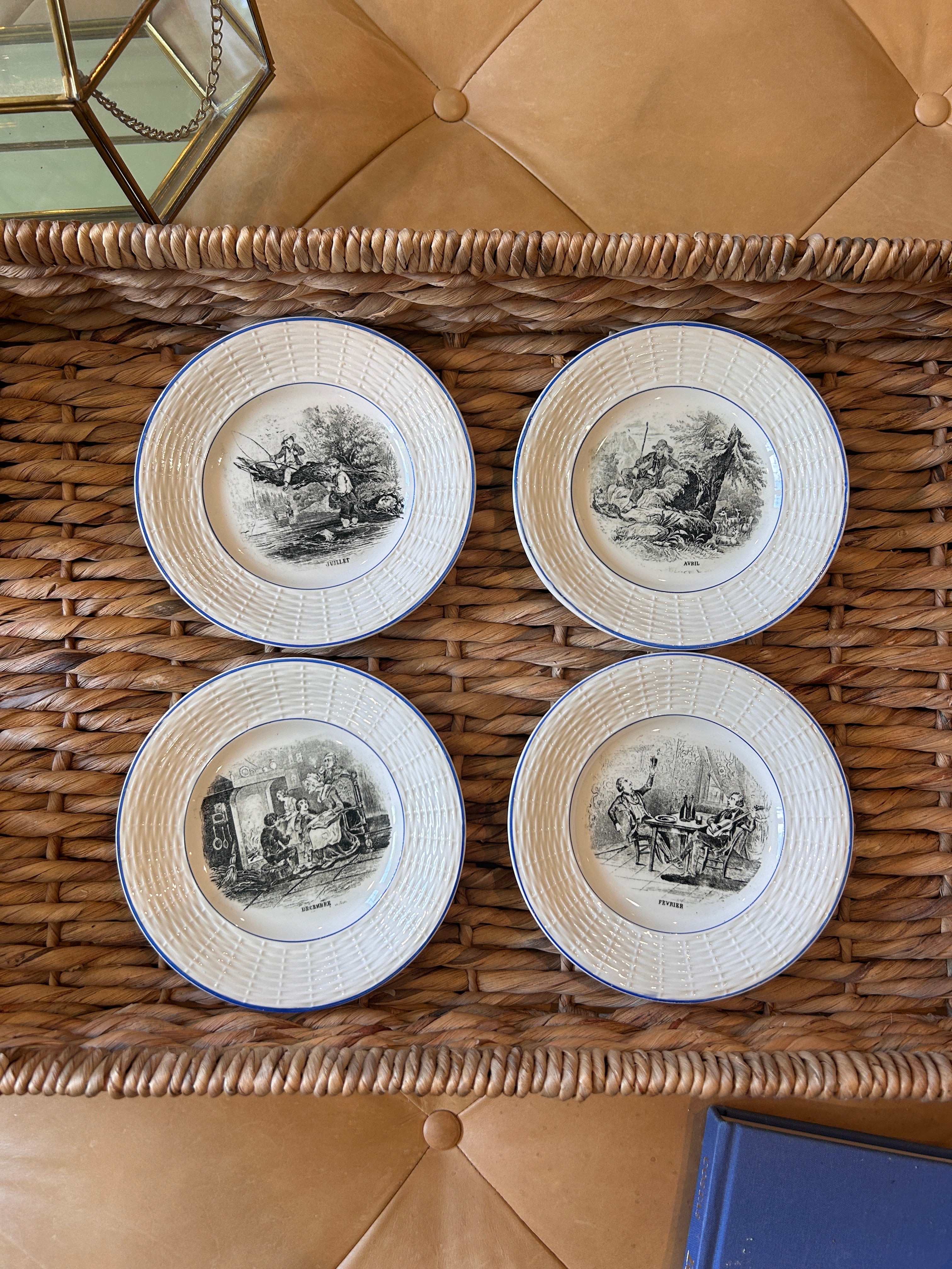 Vintage Digoin French Month Plates -Set of 4