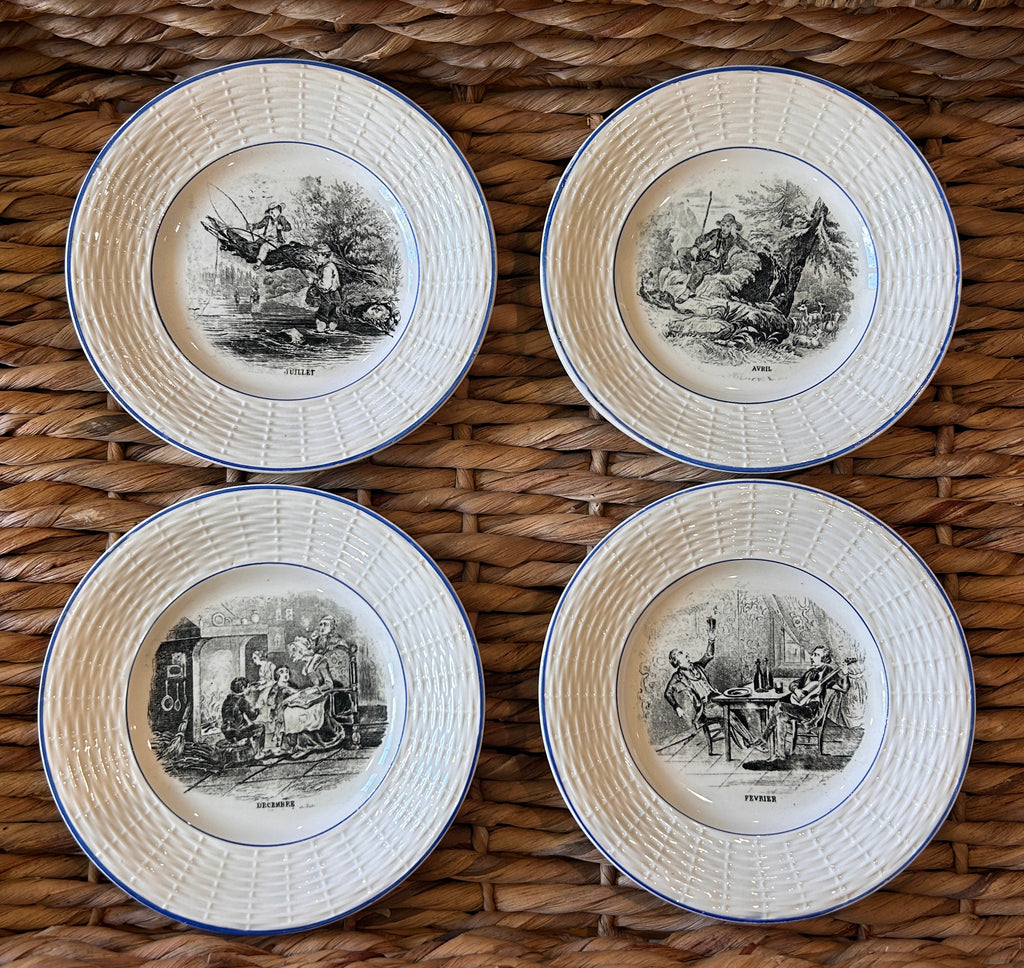 Vintage Digoin French Month Plates -Set of 4
