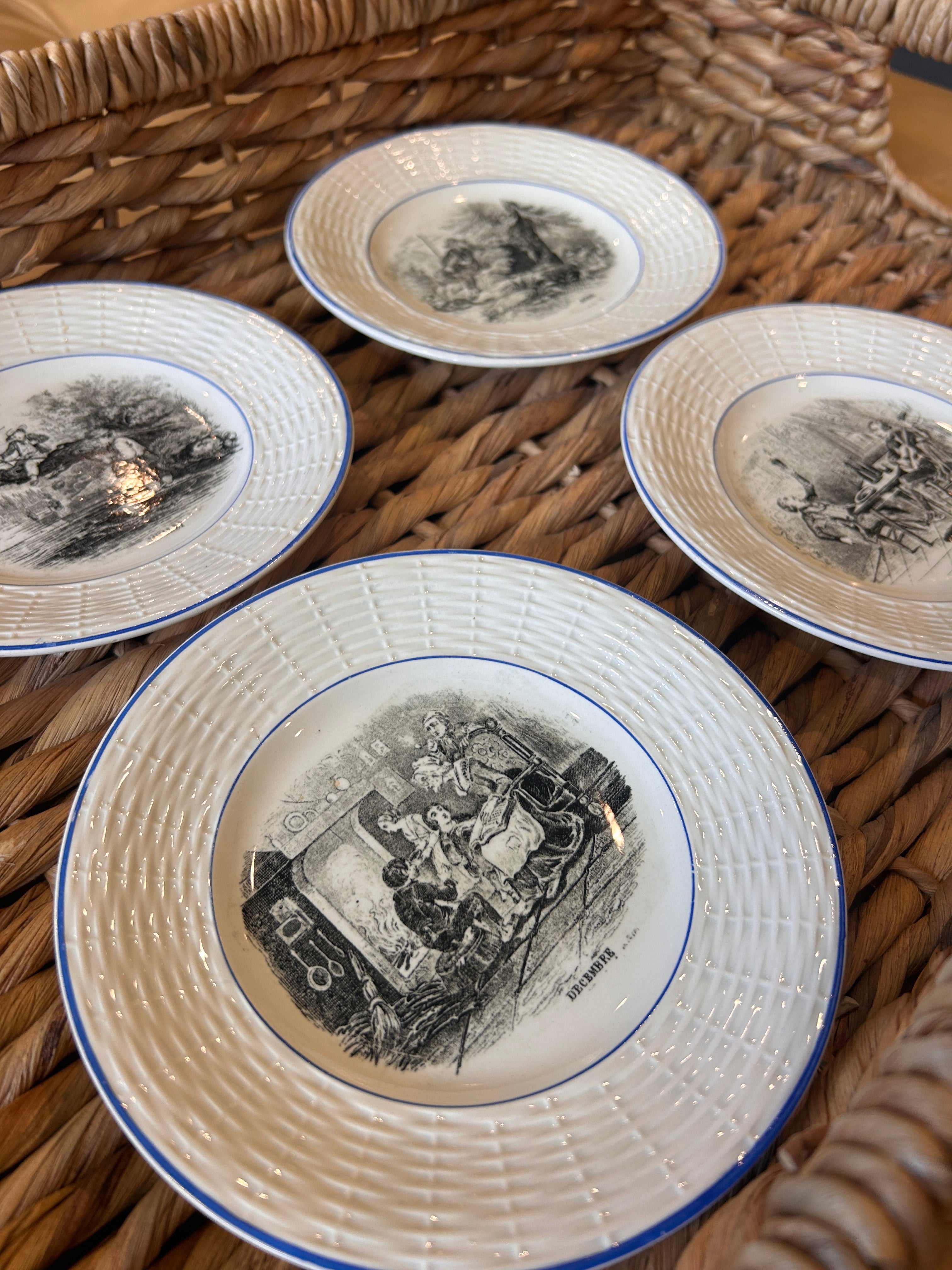 Vintage Digoin French Month Plates -Set of 4
