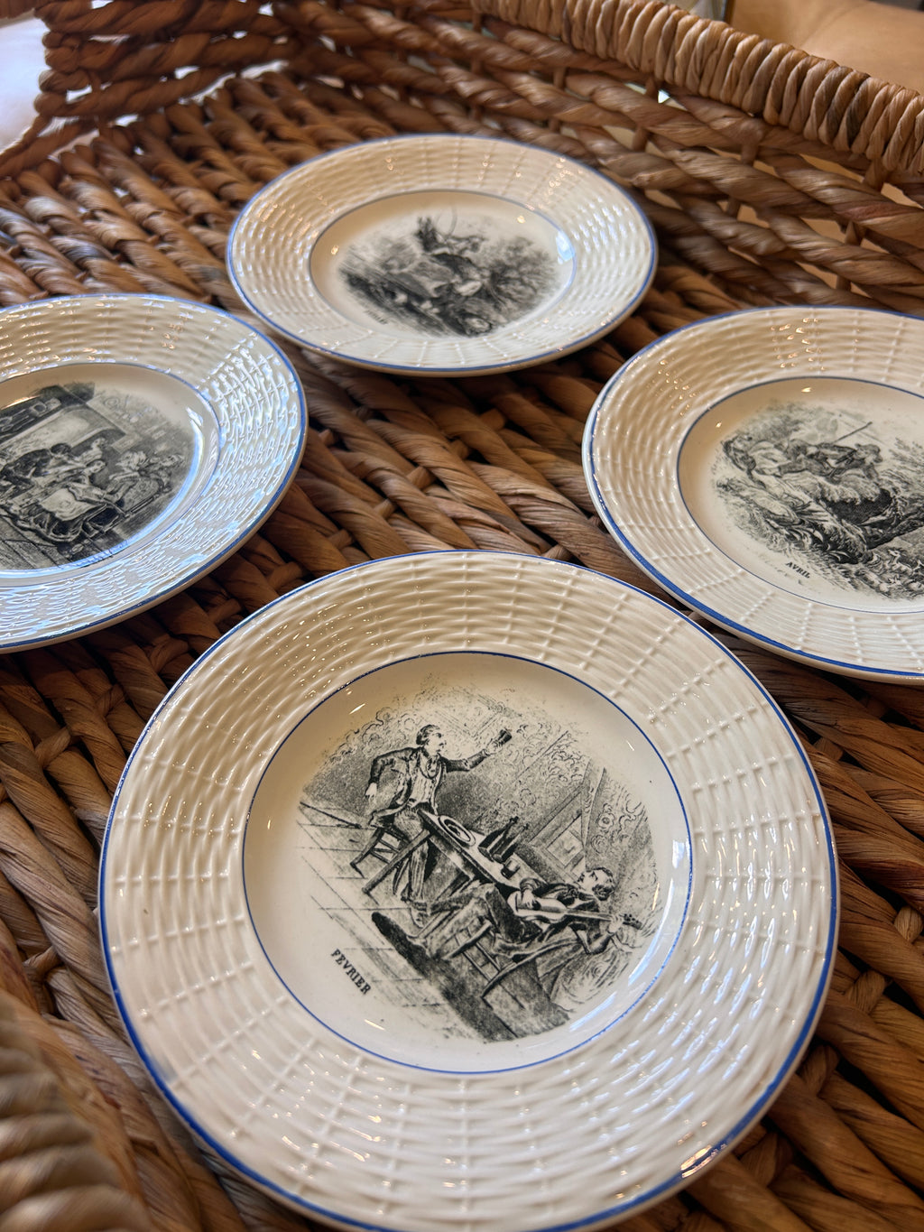 Vintage Digoin French Month Plates -Set of 4