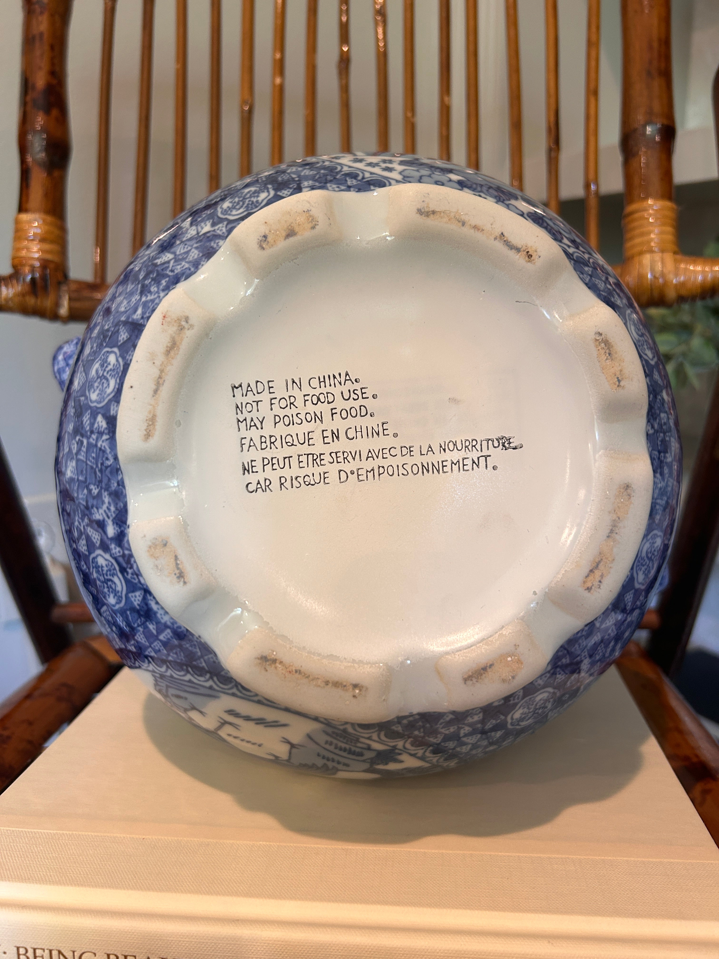 Vintage Bombay Company Blue and White Cachepot Planter