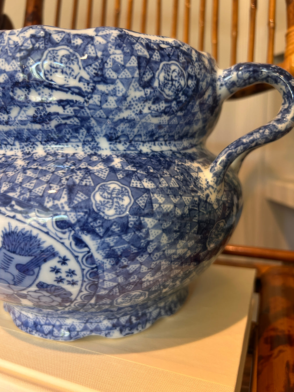 Vintage Bombay Company Blue and White Cachepot Planter
