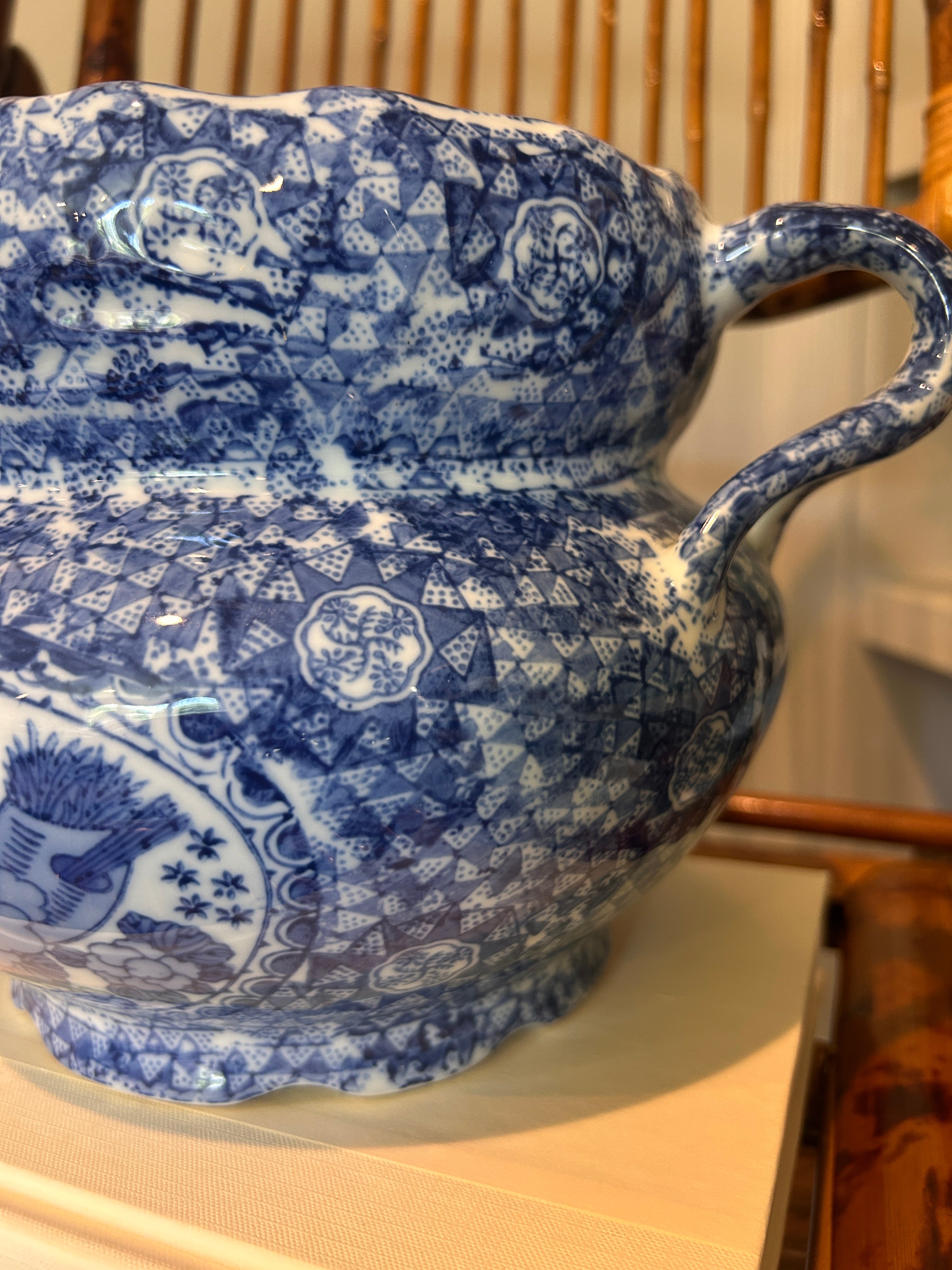 Vintage Bombay Company Blue and White Cachepot Planter