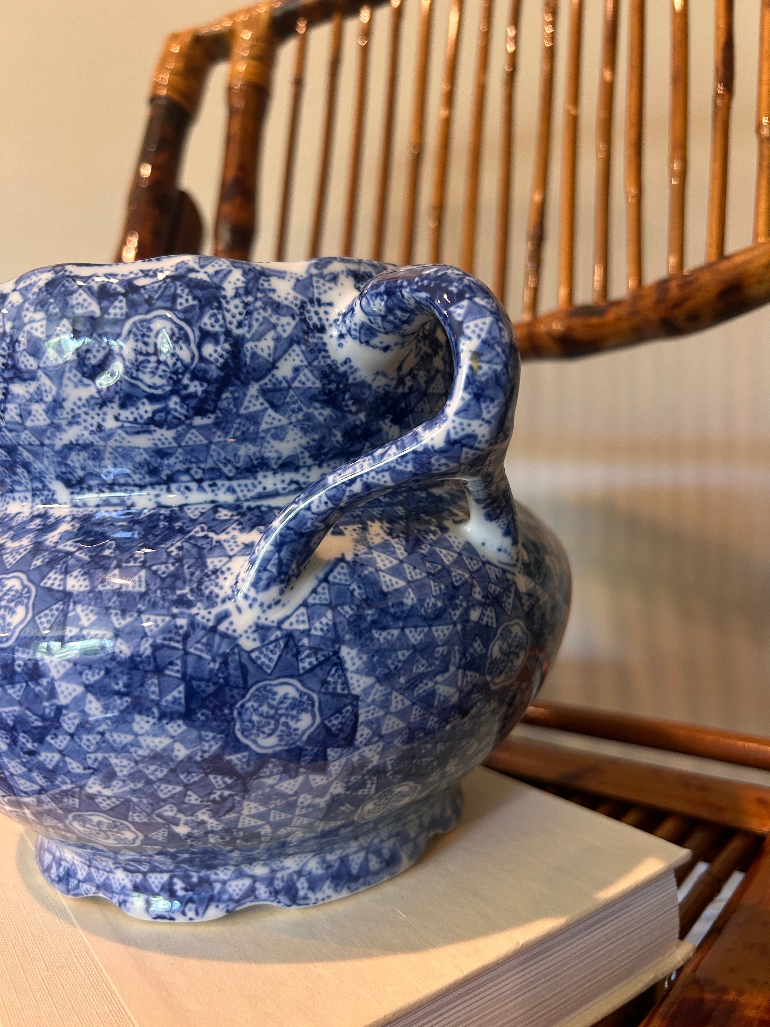 Vintage Bombay Company Blue and White Cachepot Planter