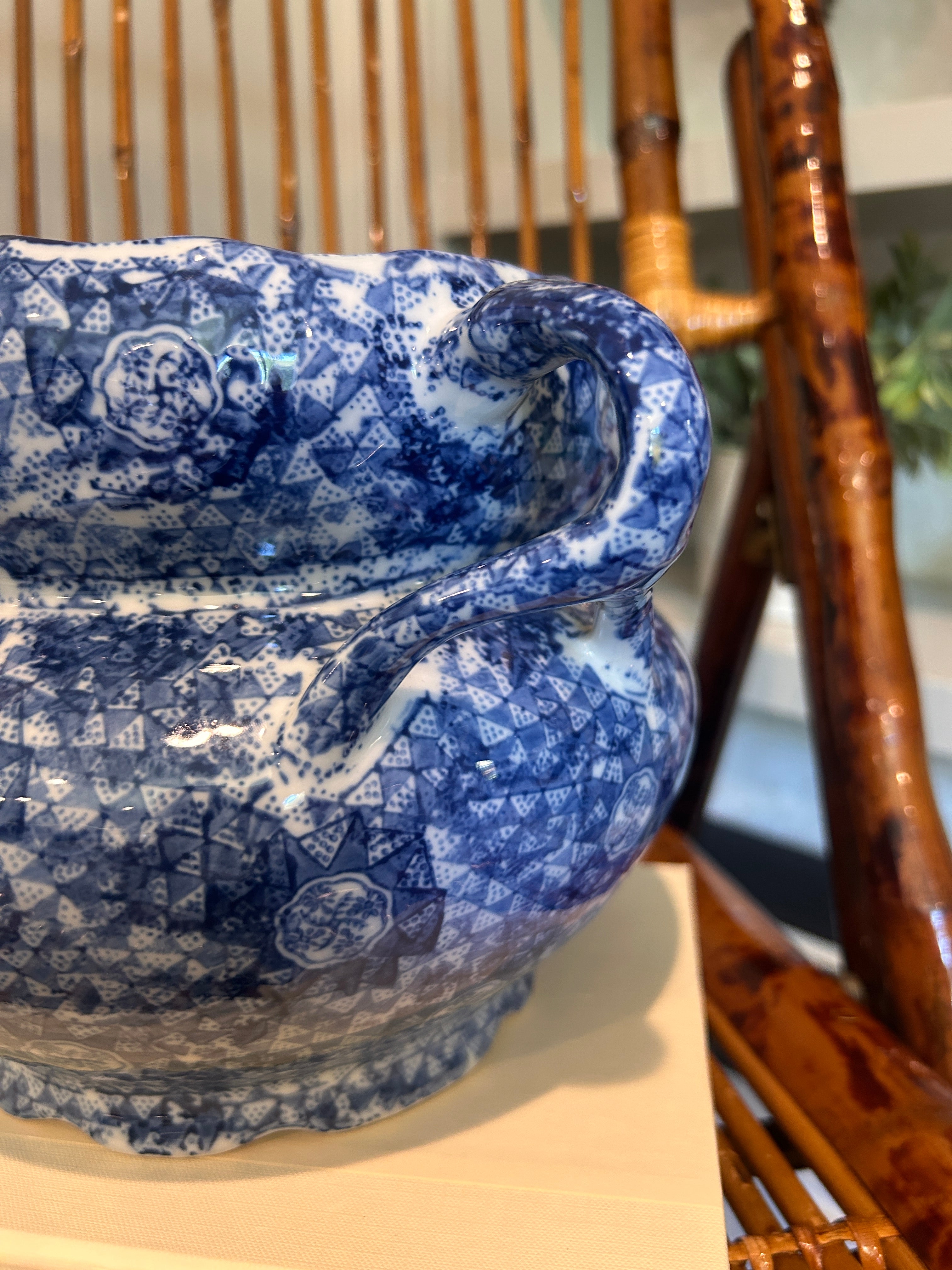 Vintage Bombay Company Blue and White Cachepot Planter
