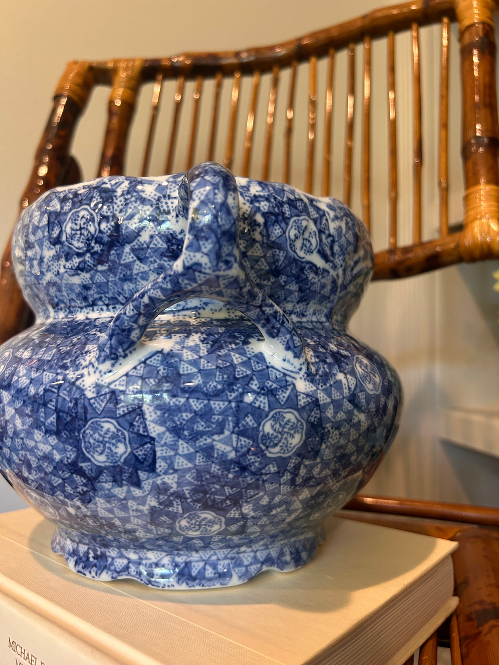 Vintage Bombay Company Blue and White Cachepot Planter