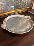 Vintage Wilton Pewter Shell Handle Tray
