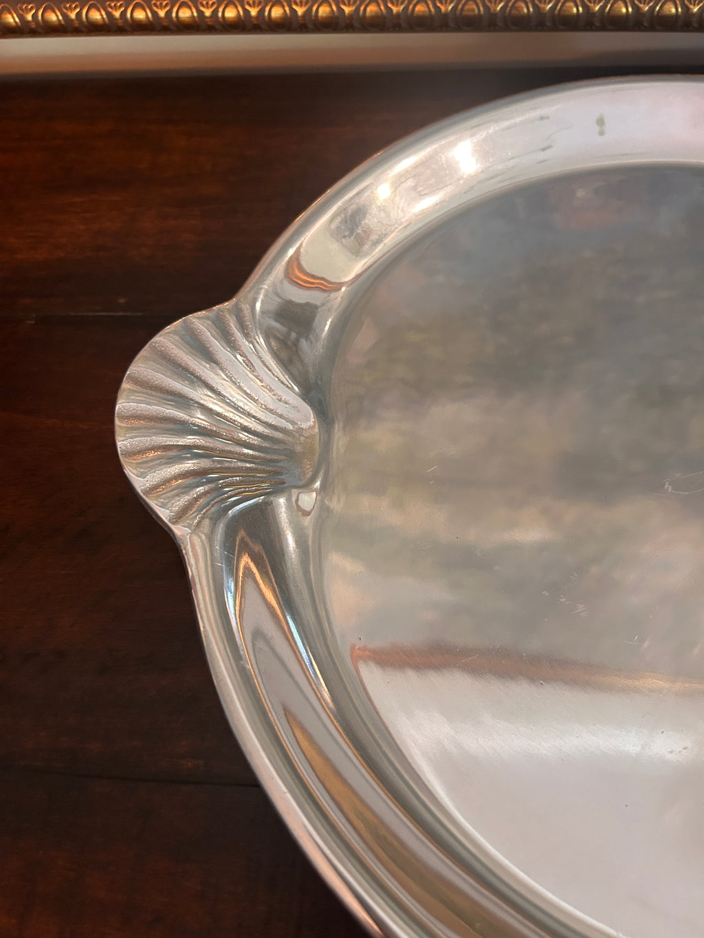 Vintage Wilton Pewter Shell Handle Tray
