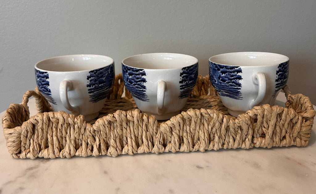 Vintage Staffordshire Liberty Blue Ironstone Tea Cups- Set of 3