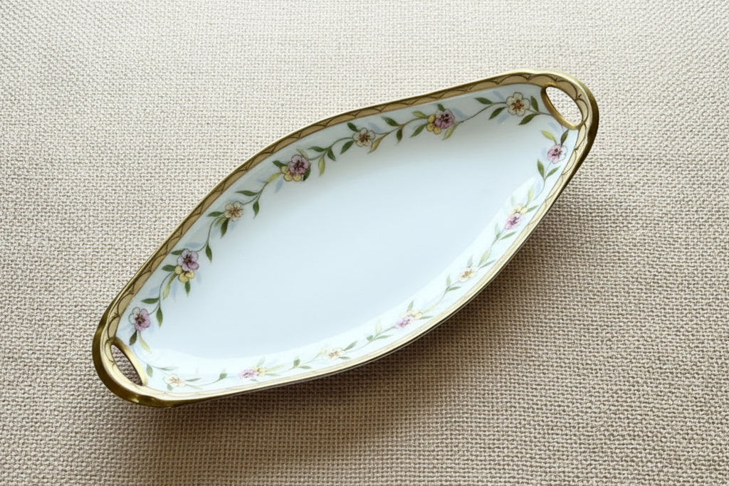 Antique Hand-painted Nippon Porcelain Celery Dish