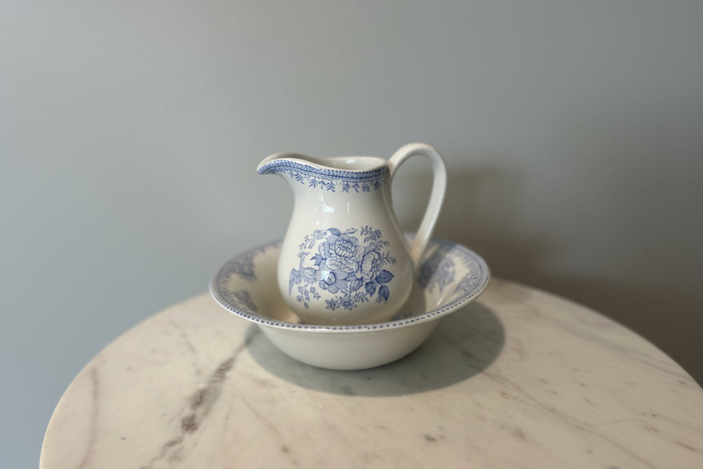 Vintage Burleigh Asiatic Pheasants English Pitcher and Bowl Set