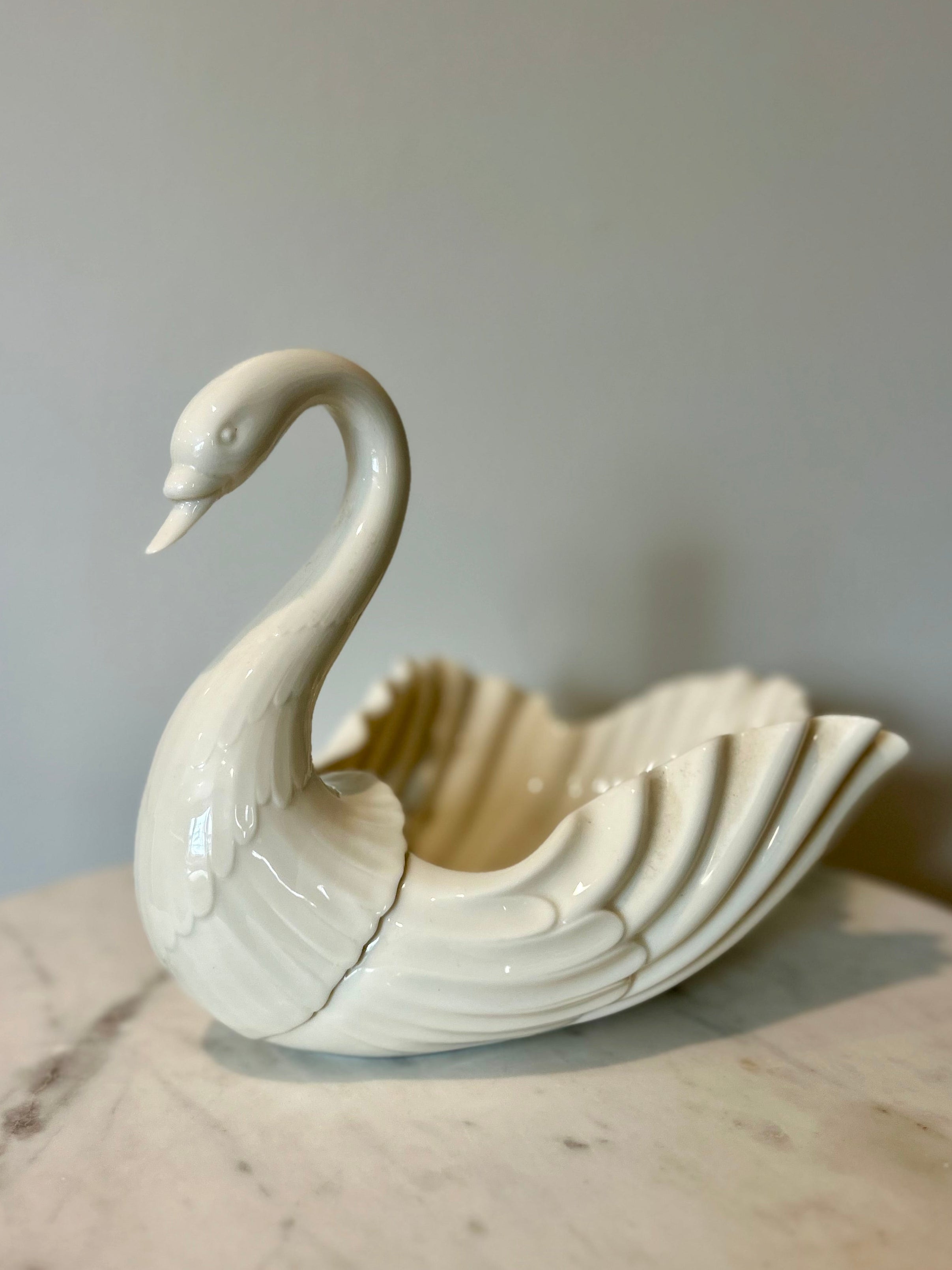 White Porcelain Swan Bowl