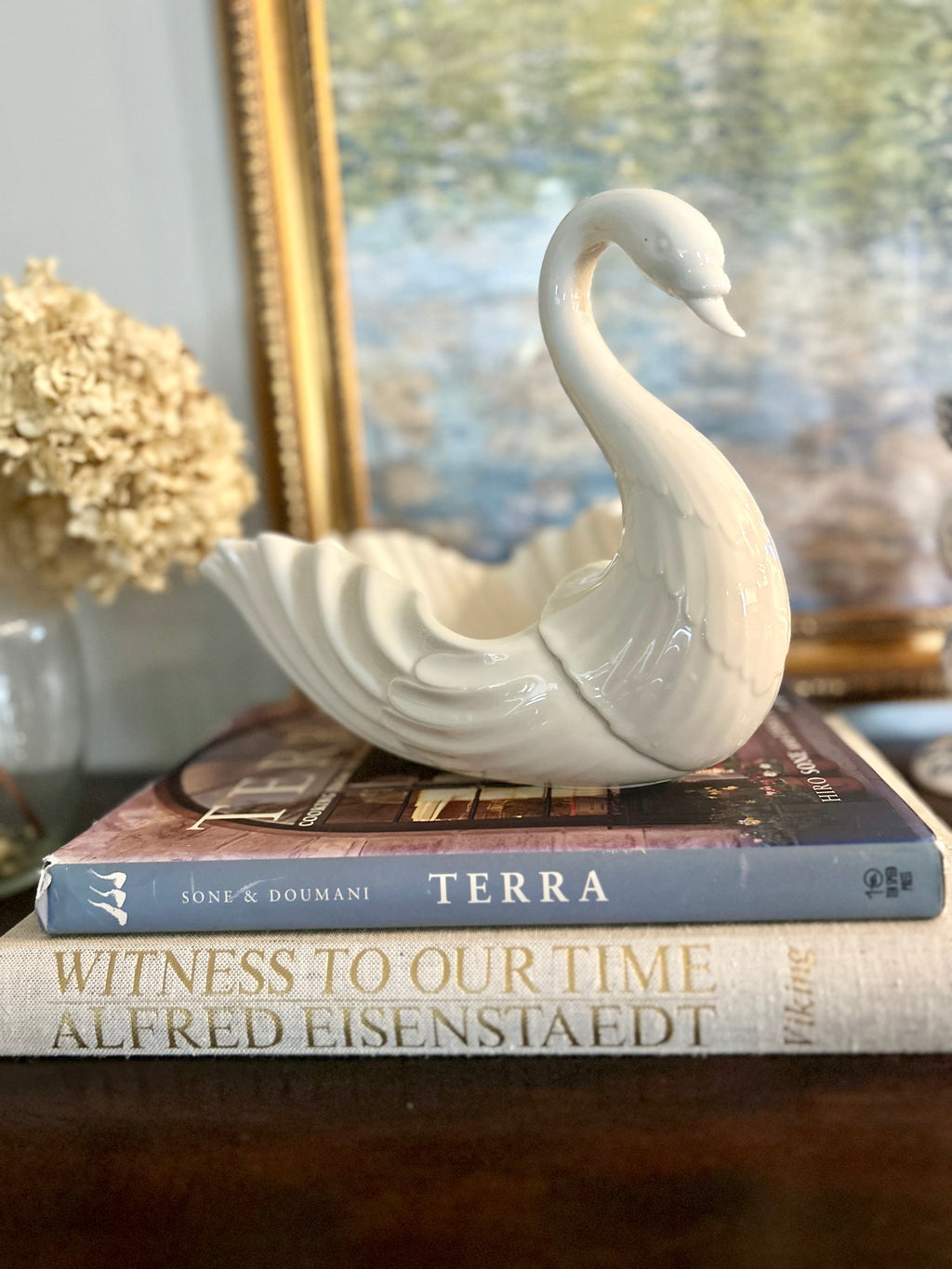 White Porcelain Swan Bowl