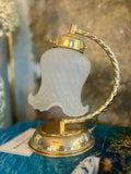 Vintage Brass Tulip Lamp with Frosted Glass Shade