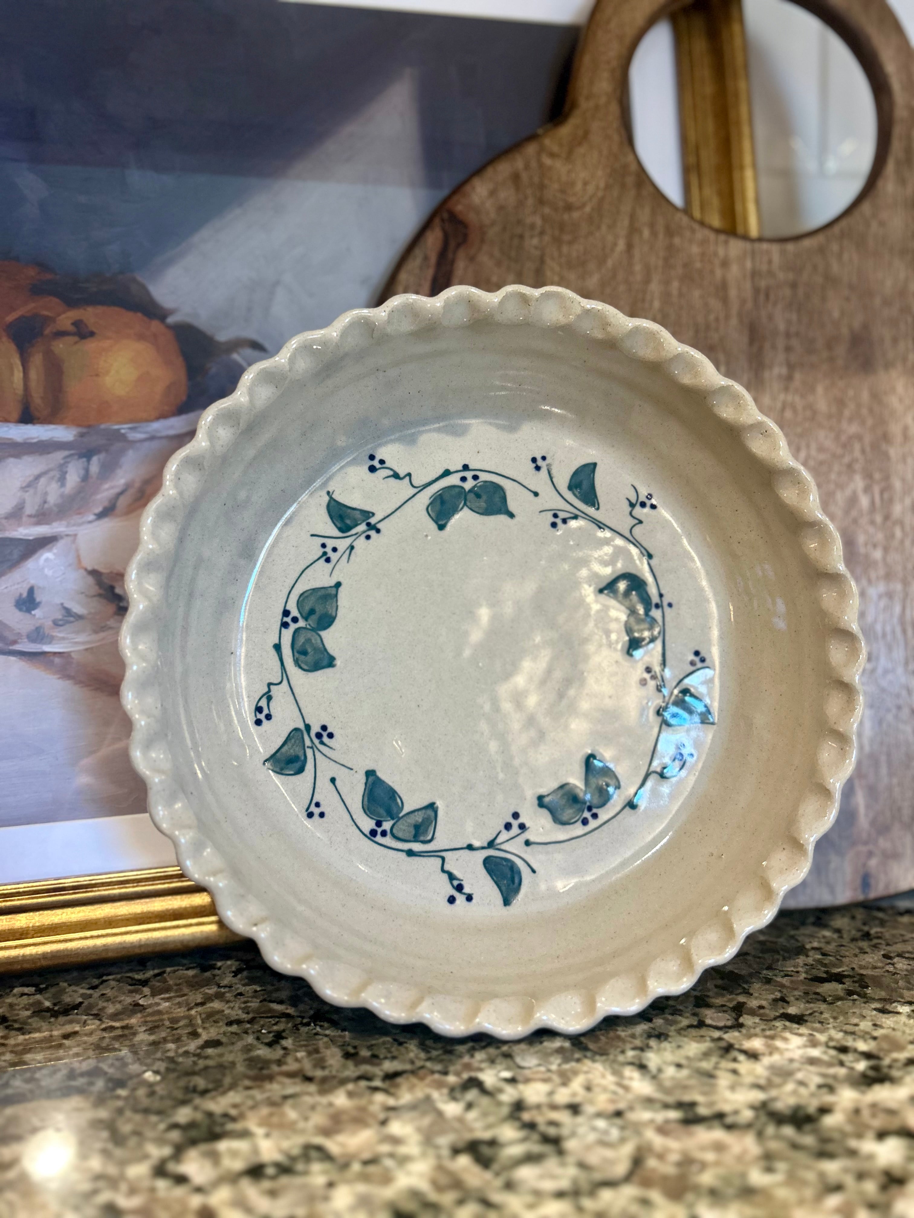 Vintage Scalloped Great Bay Pottery Stoneware Pie Dish