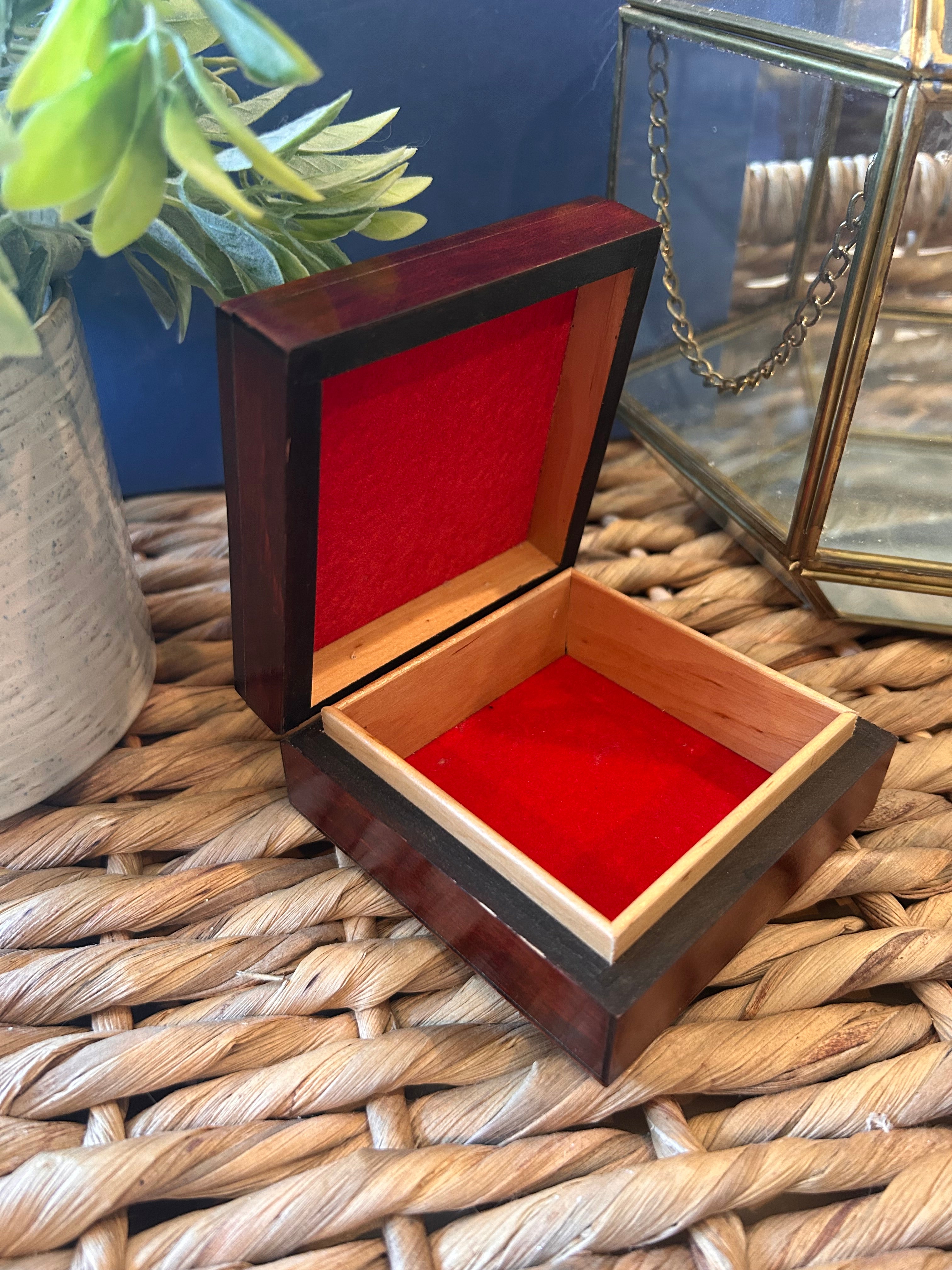 Vintage Carved Wooden Trinket Box