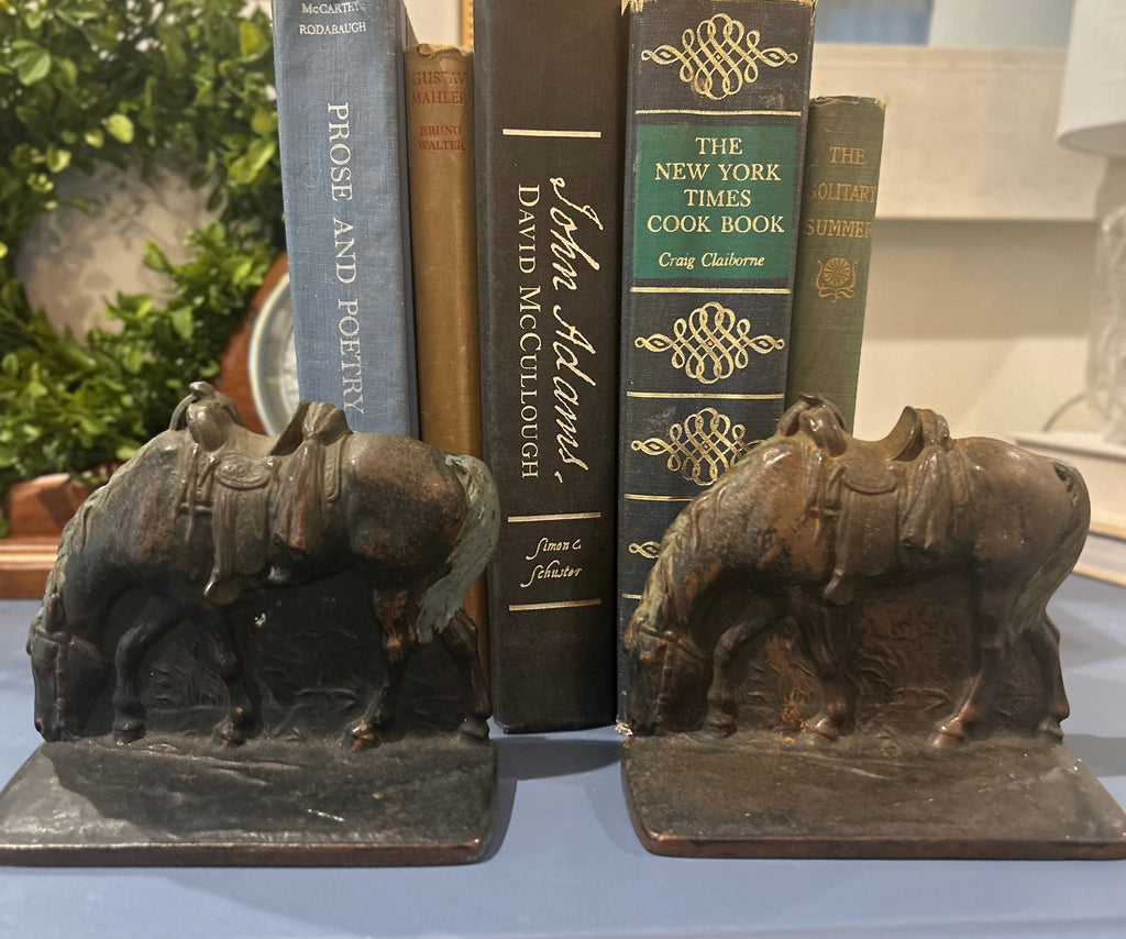 Vintage Cast Iron Horse Bookends- Set of 2