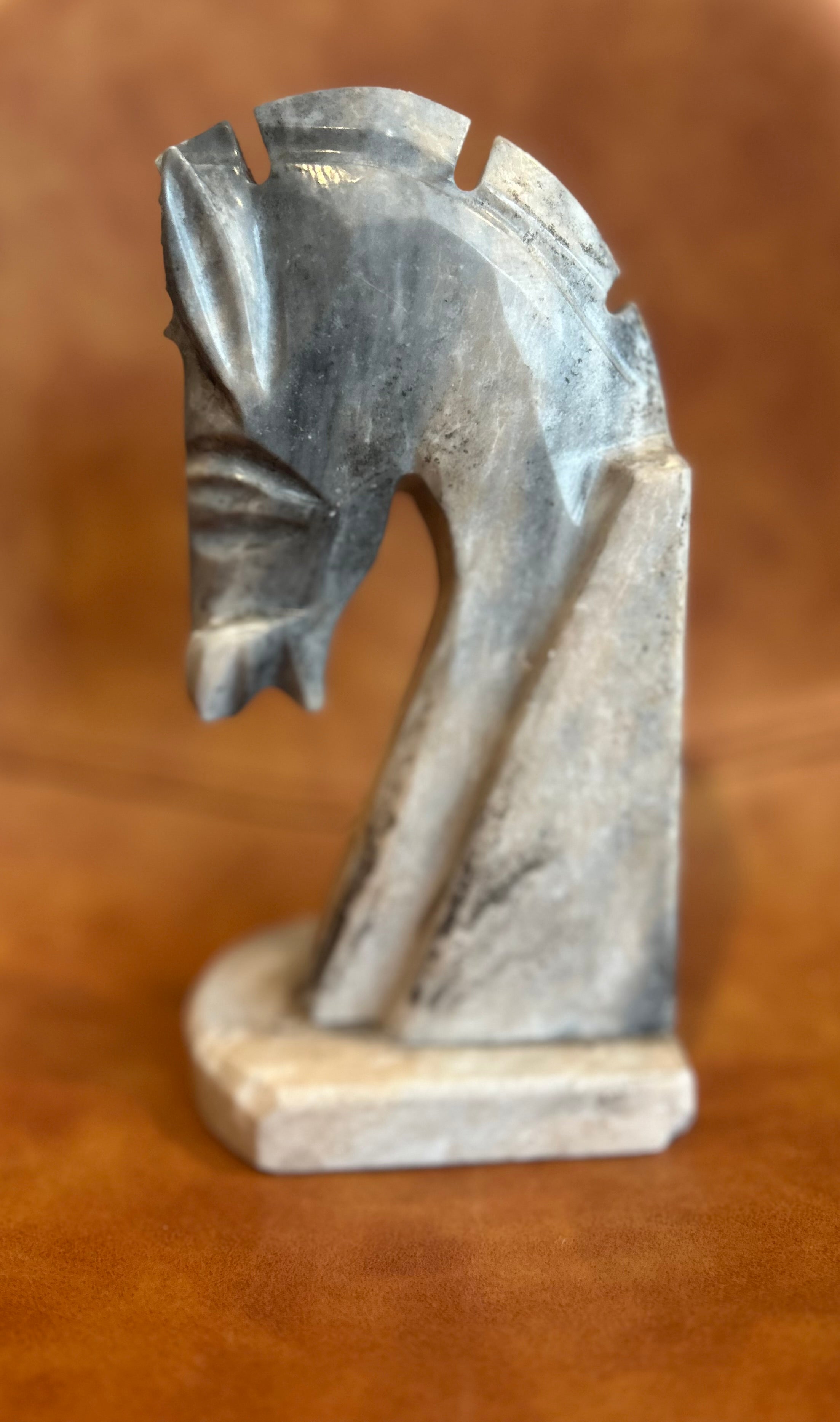 Vintage Stone Horse Head Sculpture