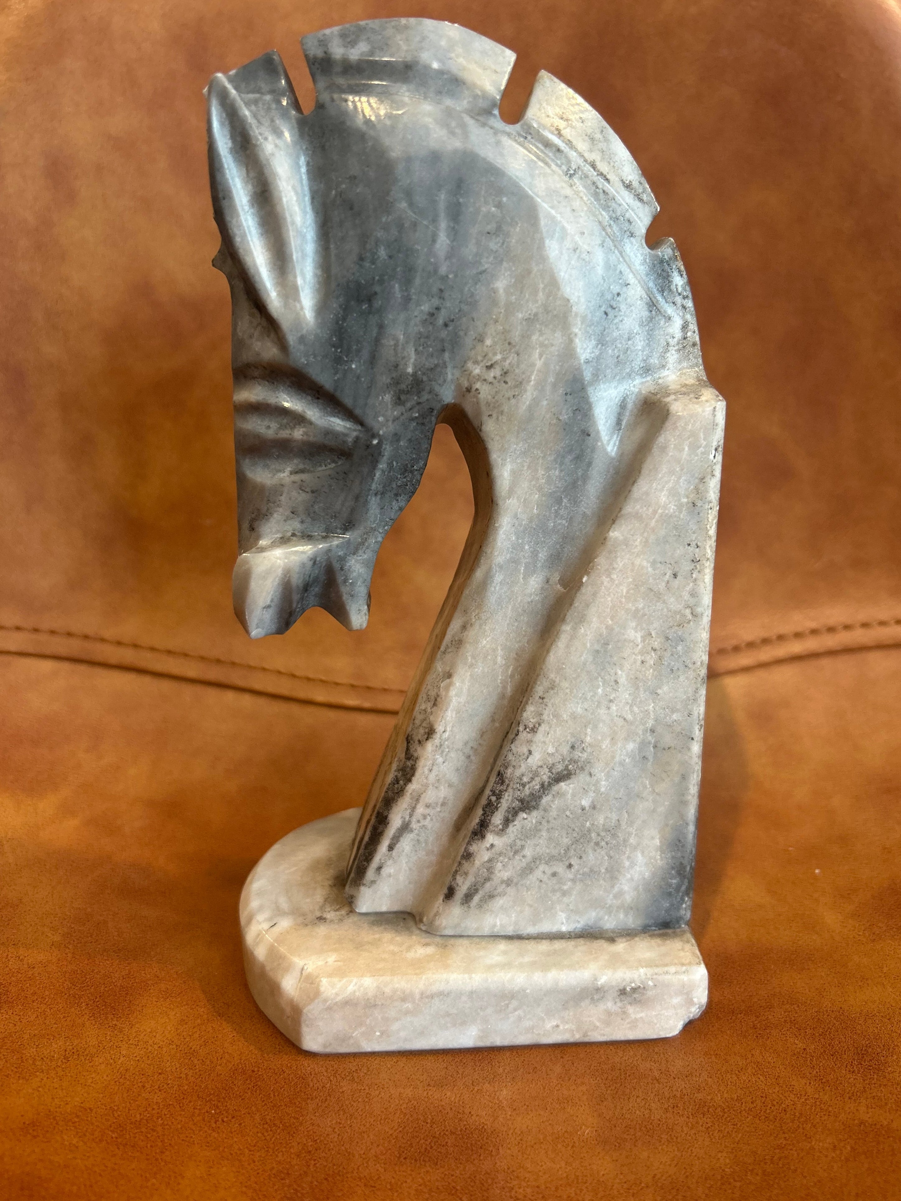 Vintage Stone Horse Head Sculpture
