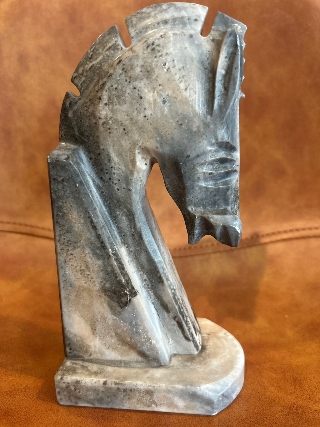 Vintage Stone Horse Head Sculpture