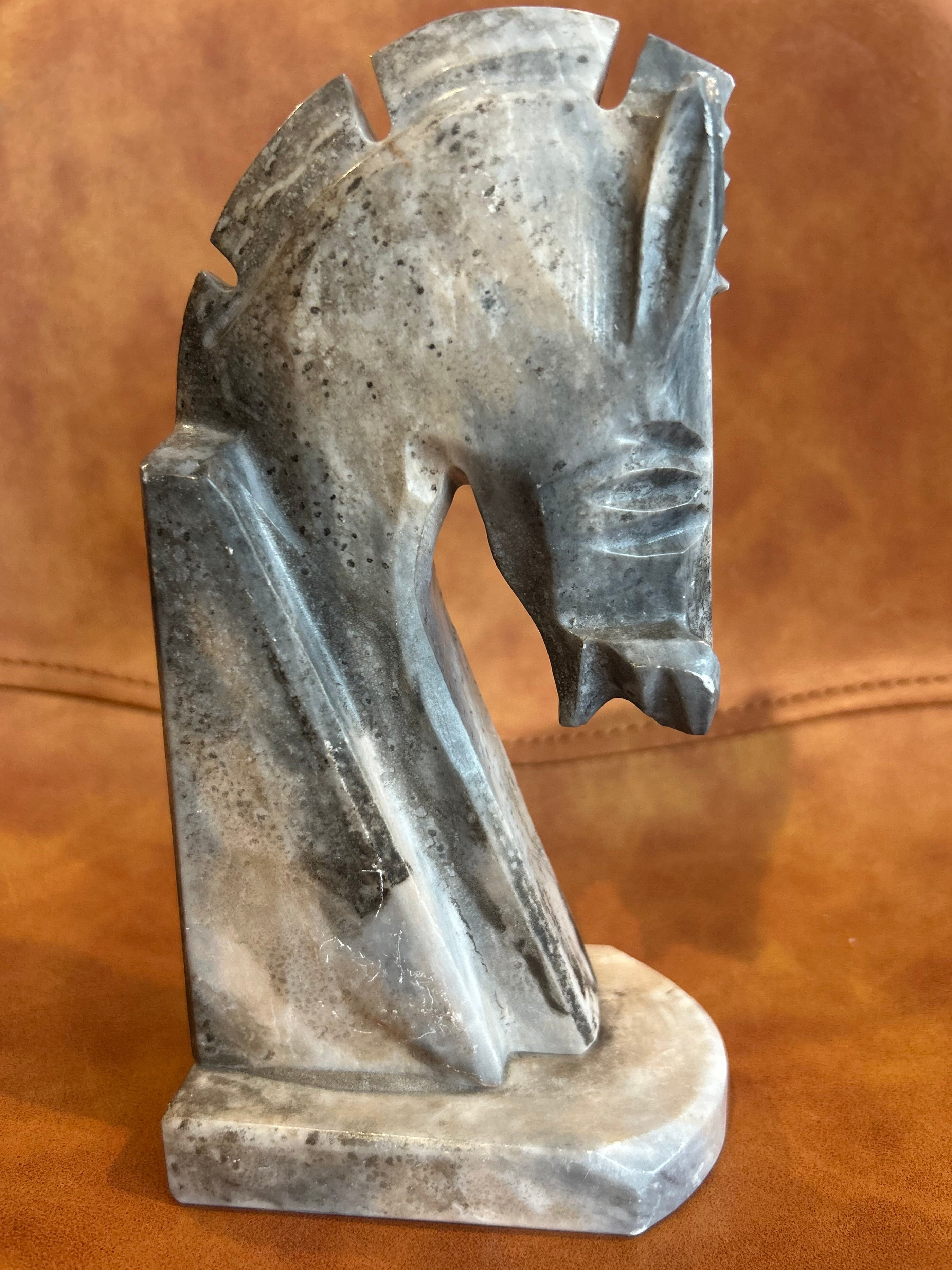 Vintage Stone Horse Head Sculpture