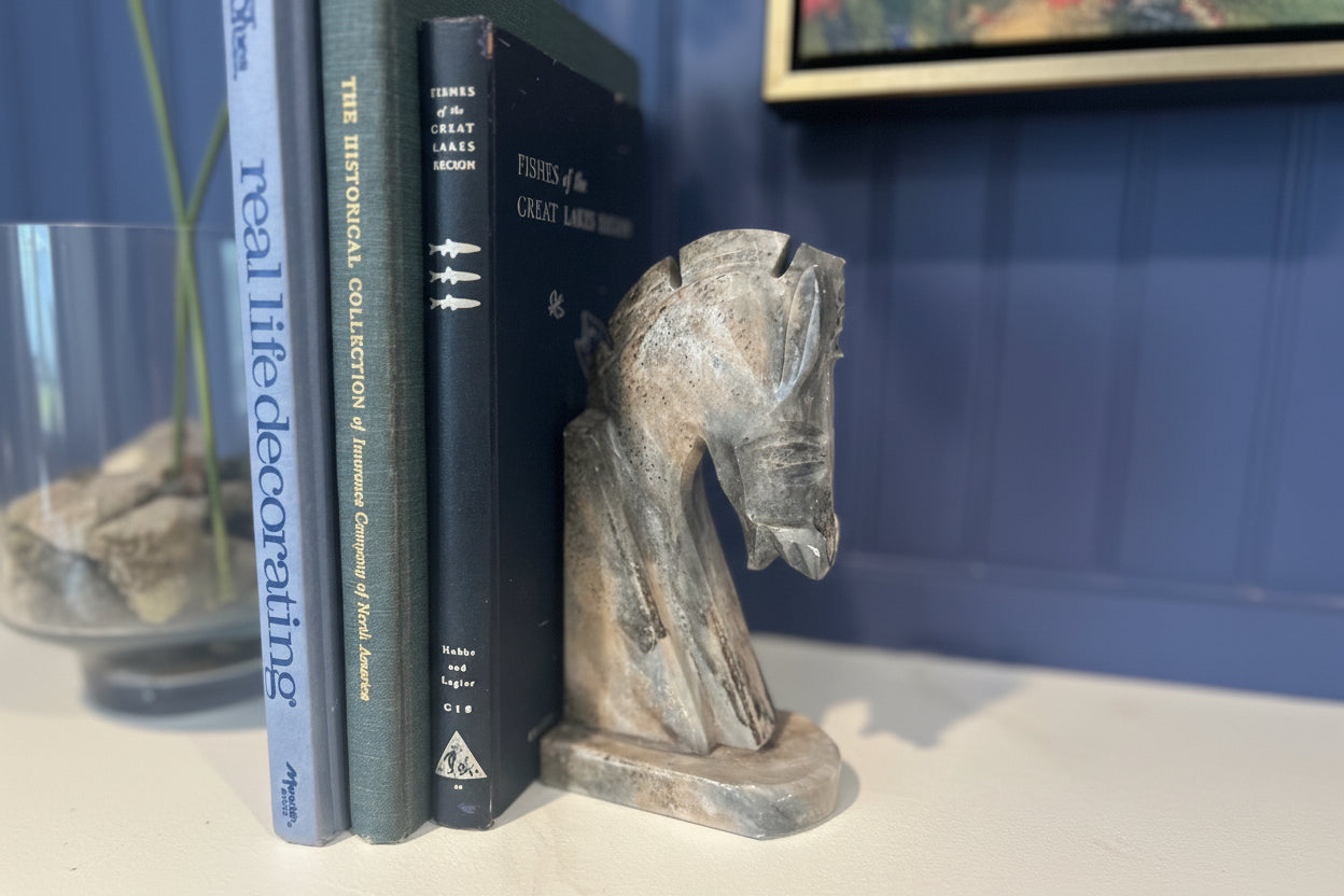 Vintage Stone Horse Head Sculpture