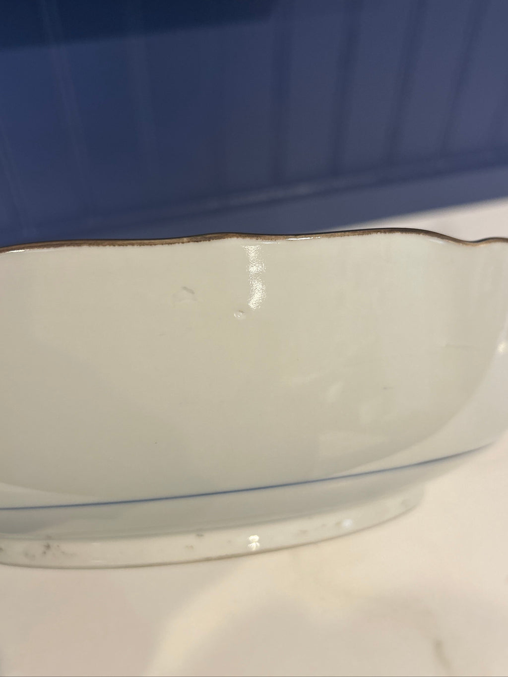 Vintage Blue and White Porcelain Peacock Bowl