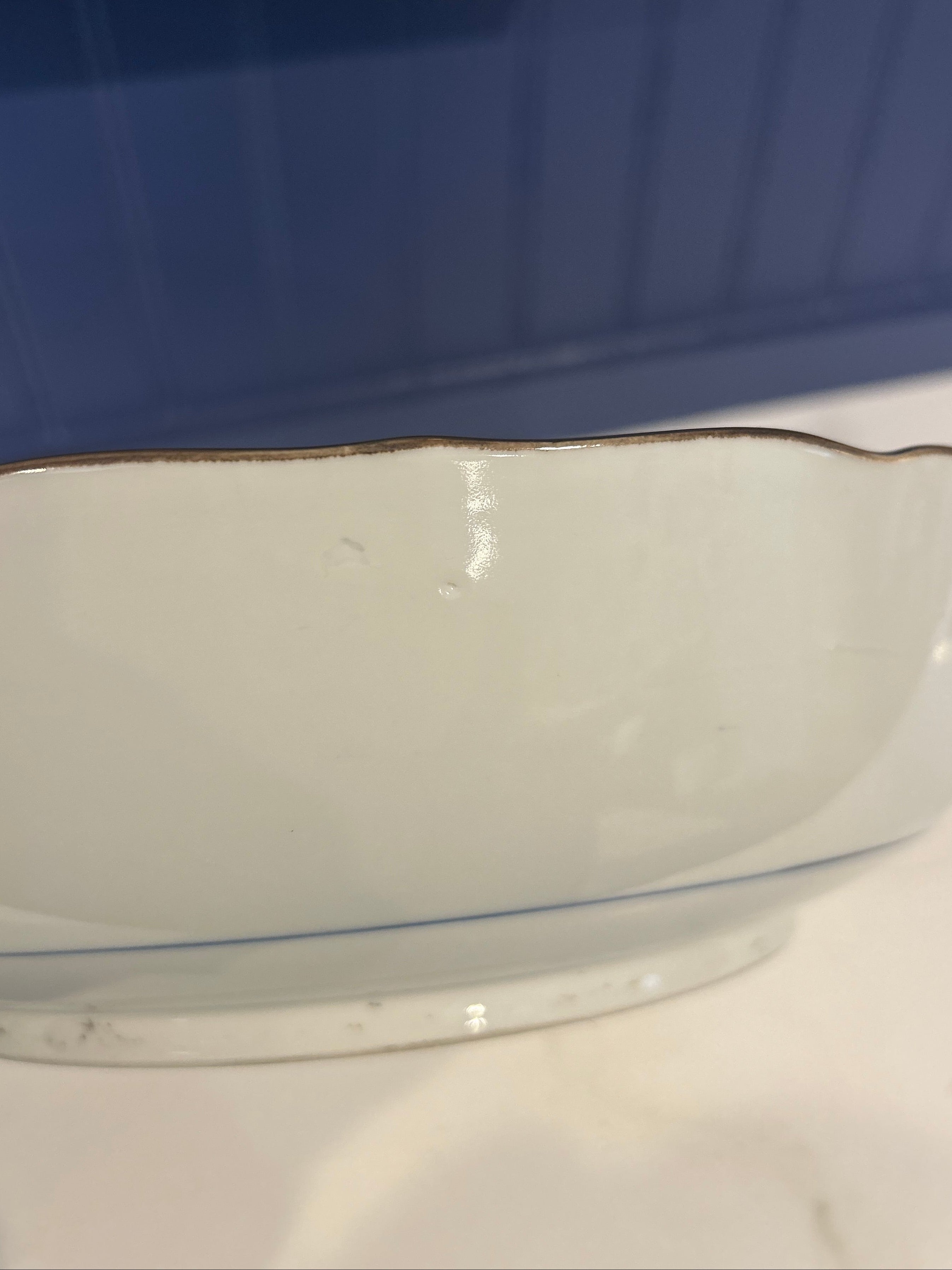 Vintage Blue and White Porcelain Peacock Bowl