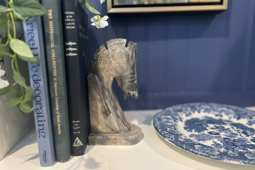 Vintage Stone Horse Head Sculpture
