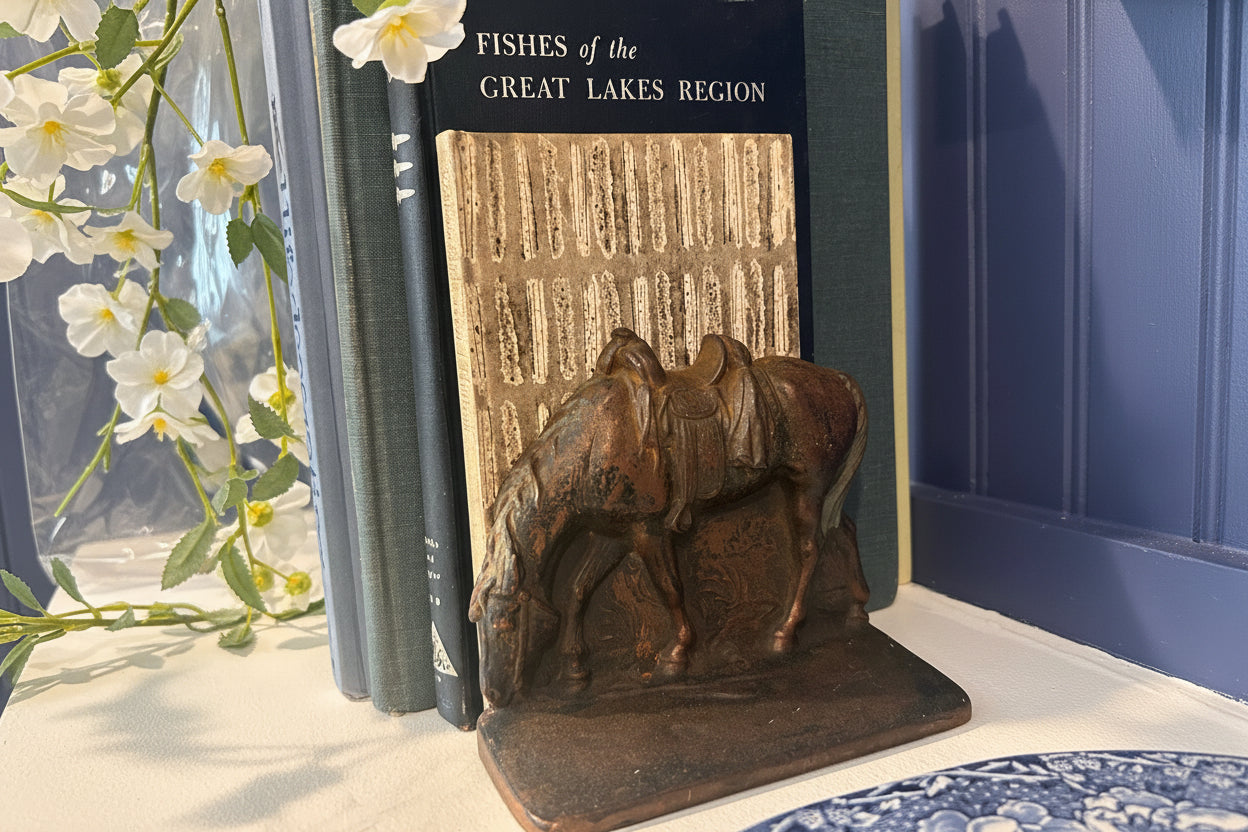 Vintage Cast Iron Horse Bookends- Set of 2