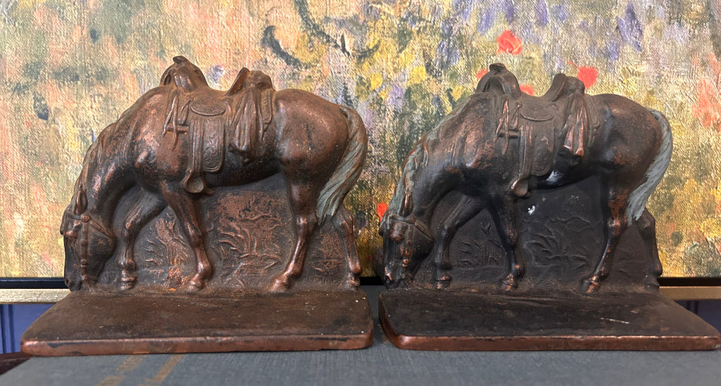 Vintage Cast Iron Horse Bookends- Set of 2