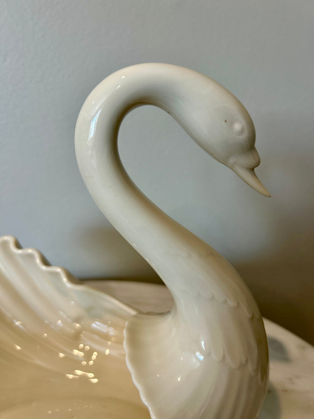 White Porcelain Swan Bowl