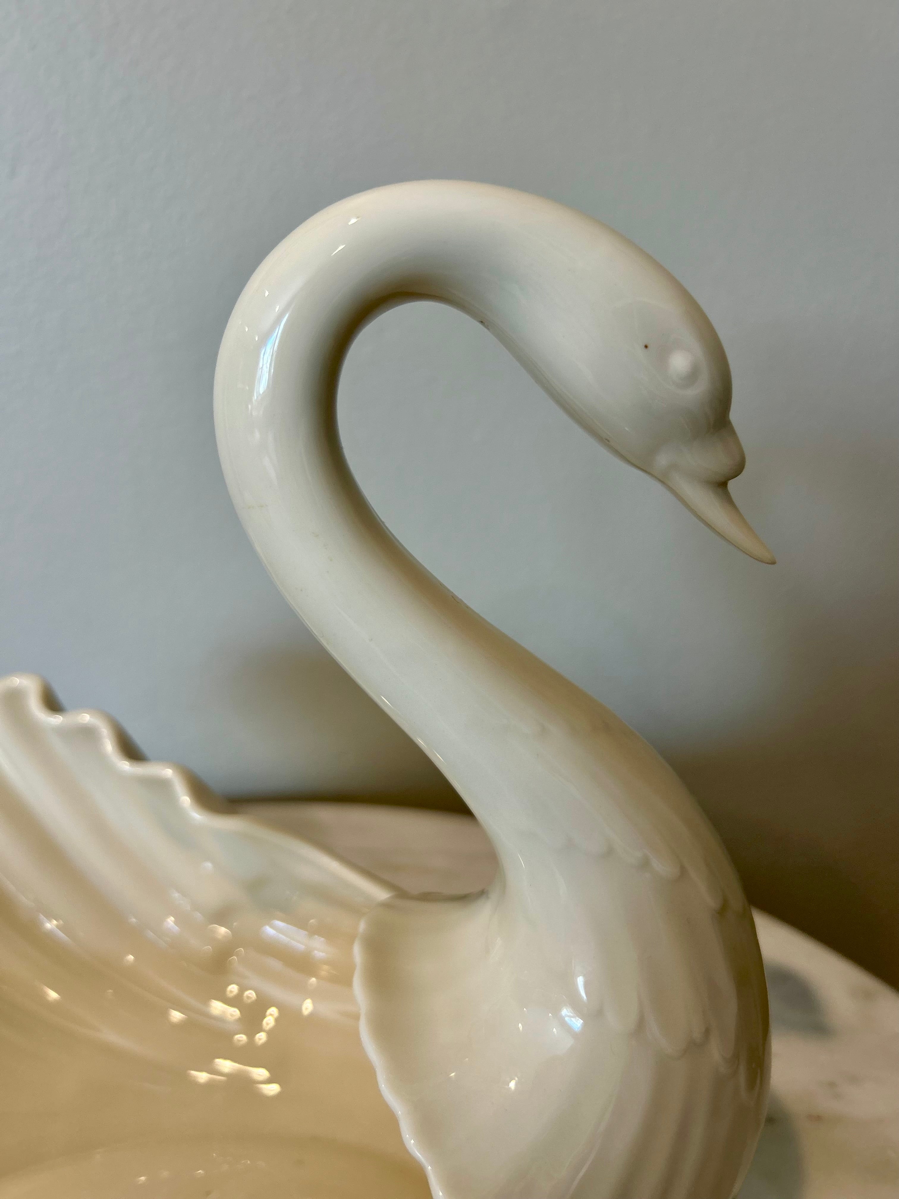 White Porcelain Swan Bowl