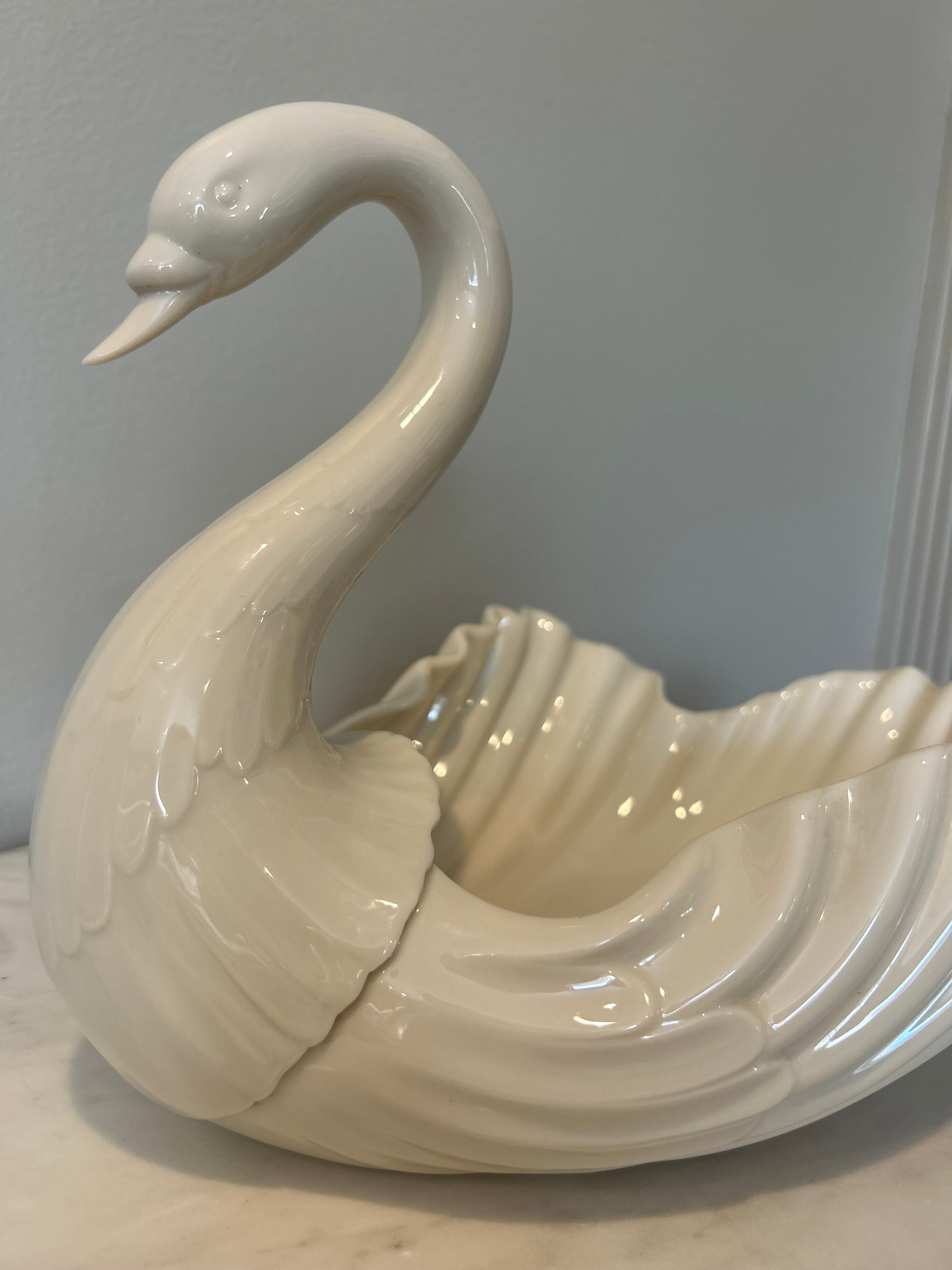 White Porcelain Swan Bowl