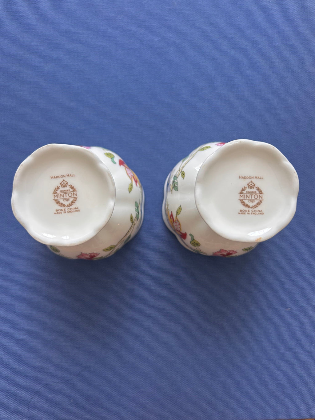 Vintage Minton Bone China Floral Candleholder Pair