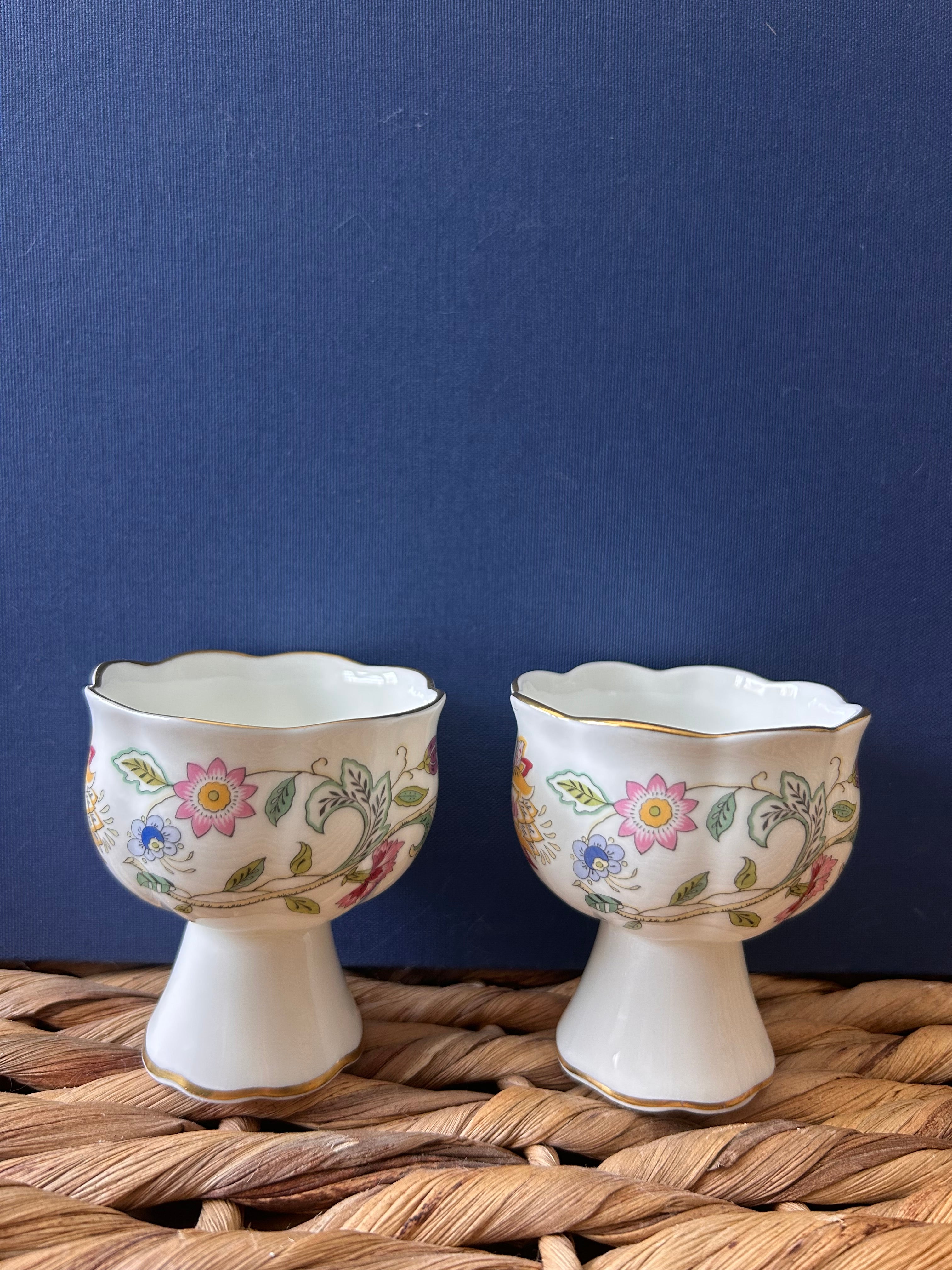 Vintage Minton Bone China Floral Candleholder Pair