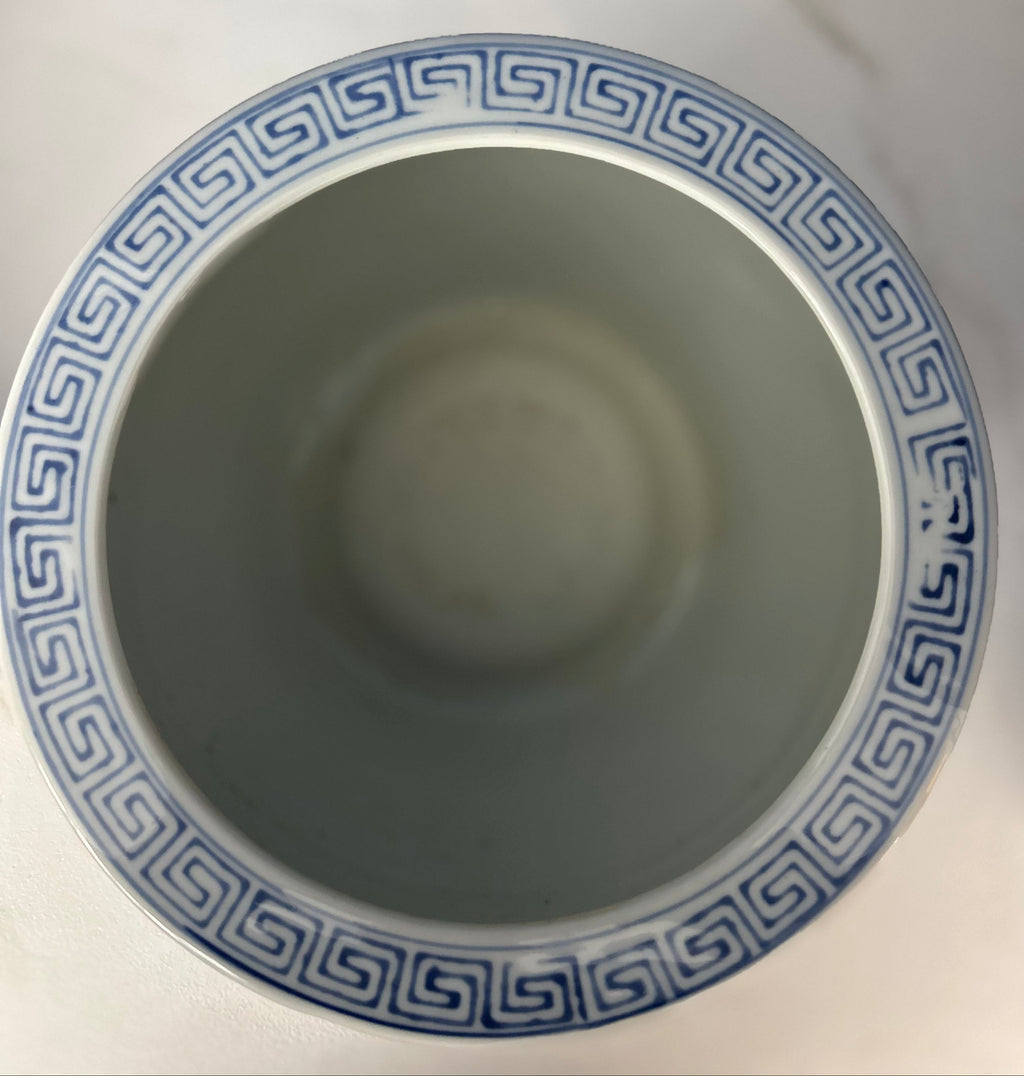 Vintage Blue and White Porcelain Ceramic Cachepot