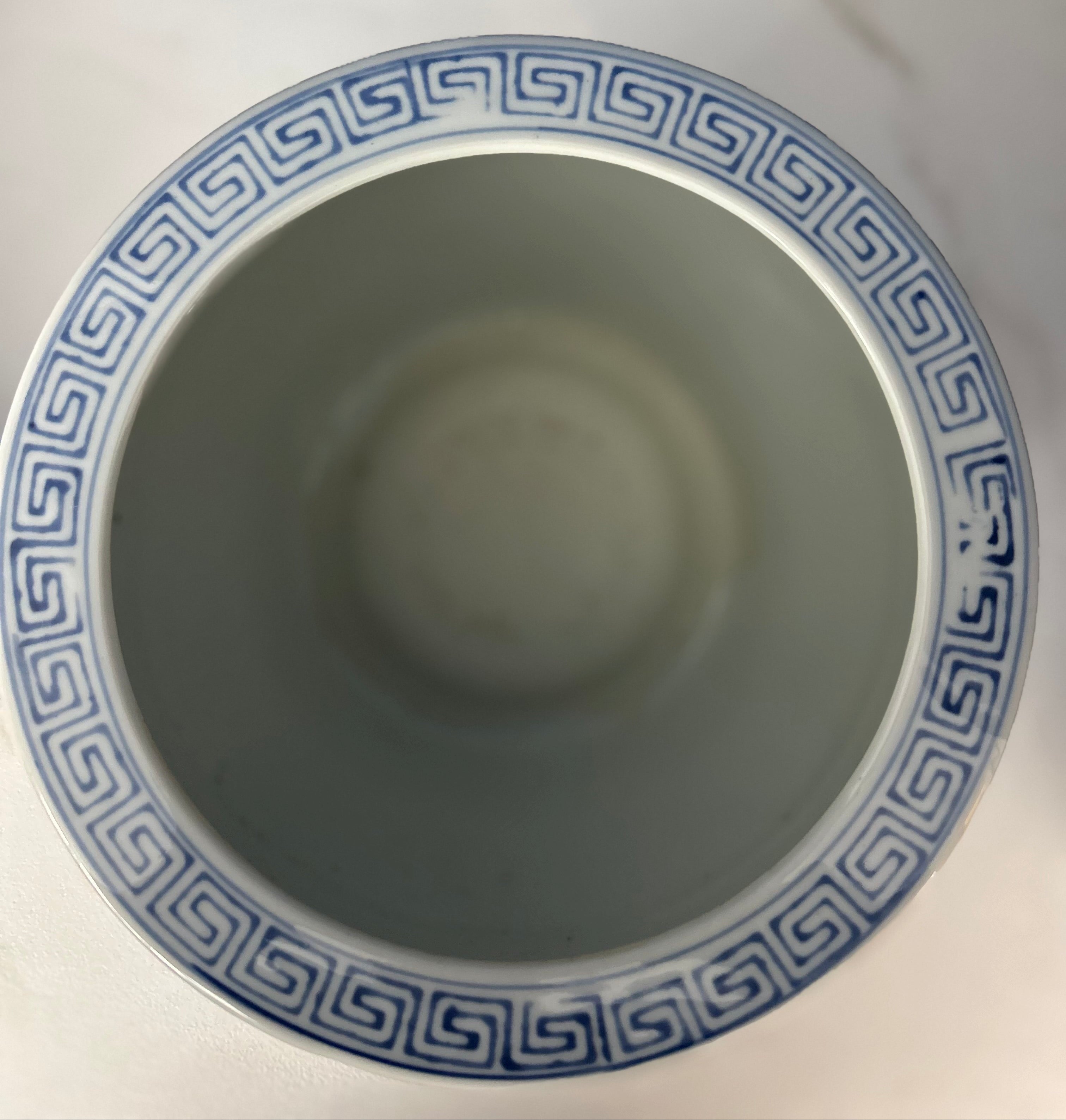 Vintage Blue and White Porcelain Ceramic Cachepot