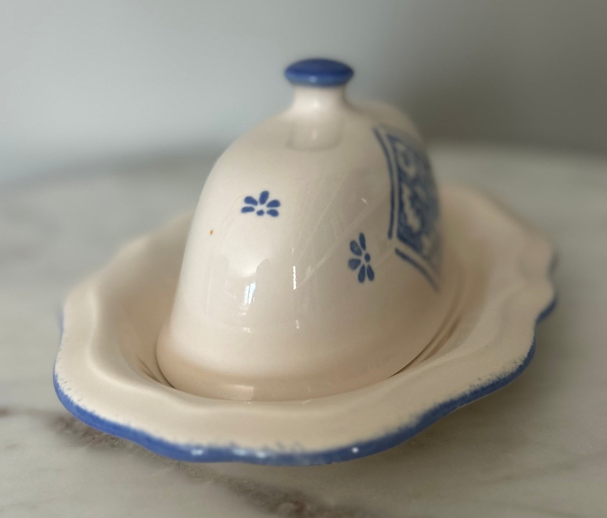 Vintage Maison Blue Covered Butter Dish