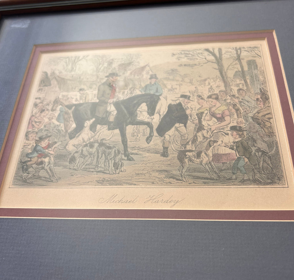 Vintage Framed Vintage English Hunting Scene
