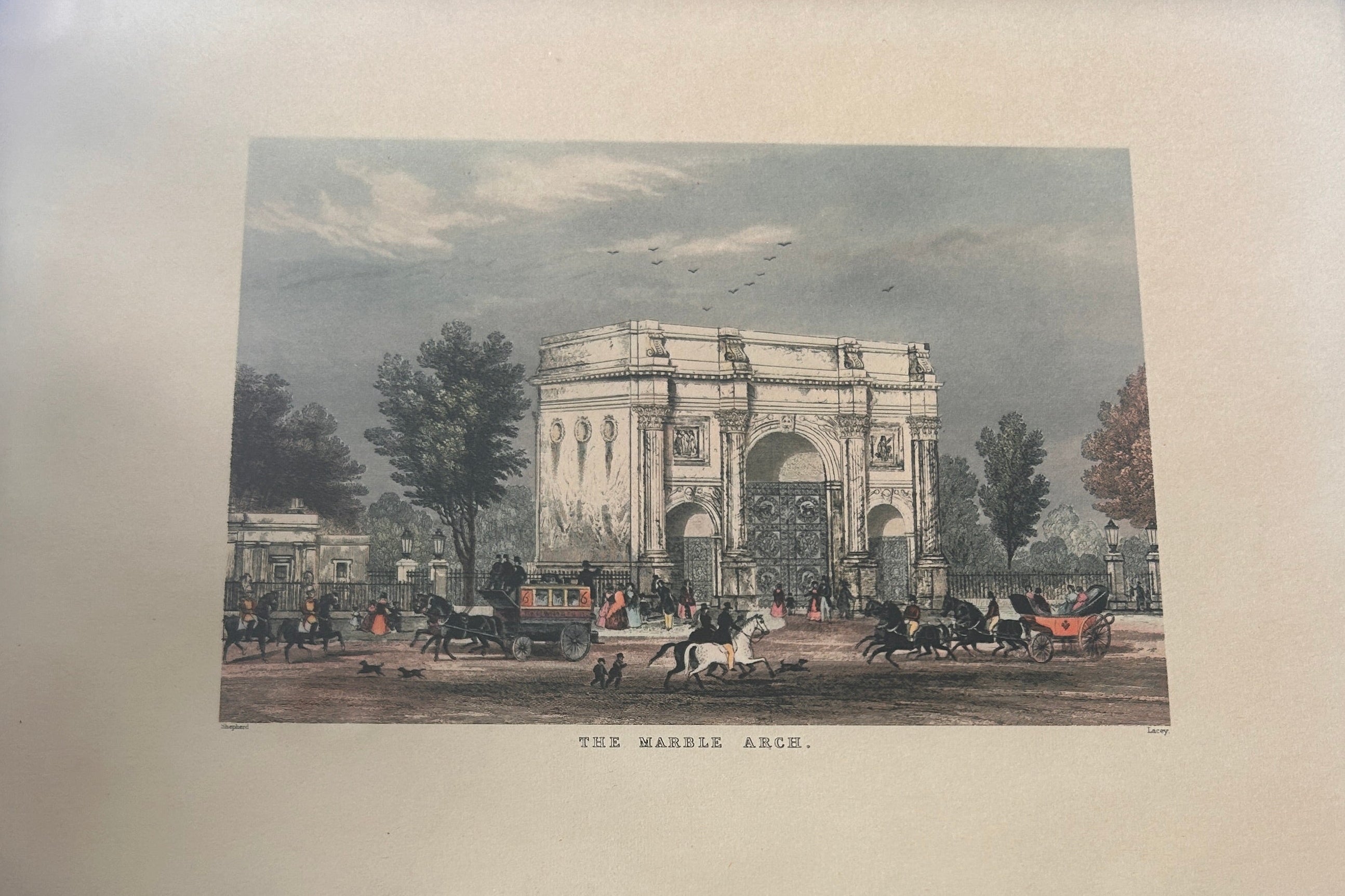 Vintage Framed Marble Arch London Lithograph Print