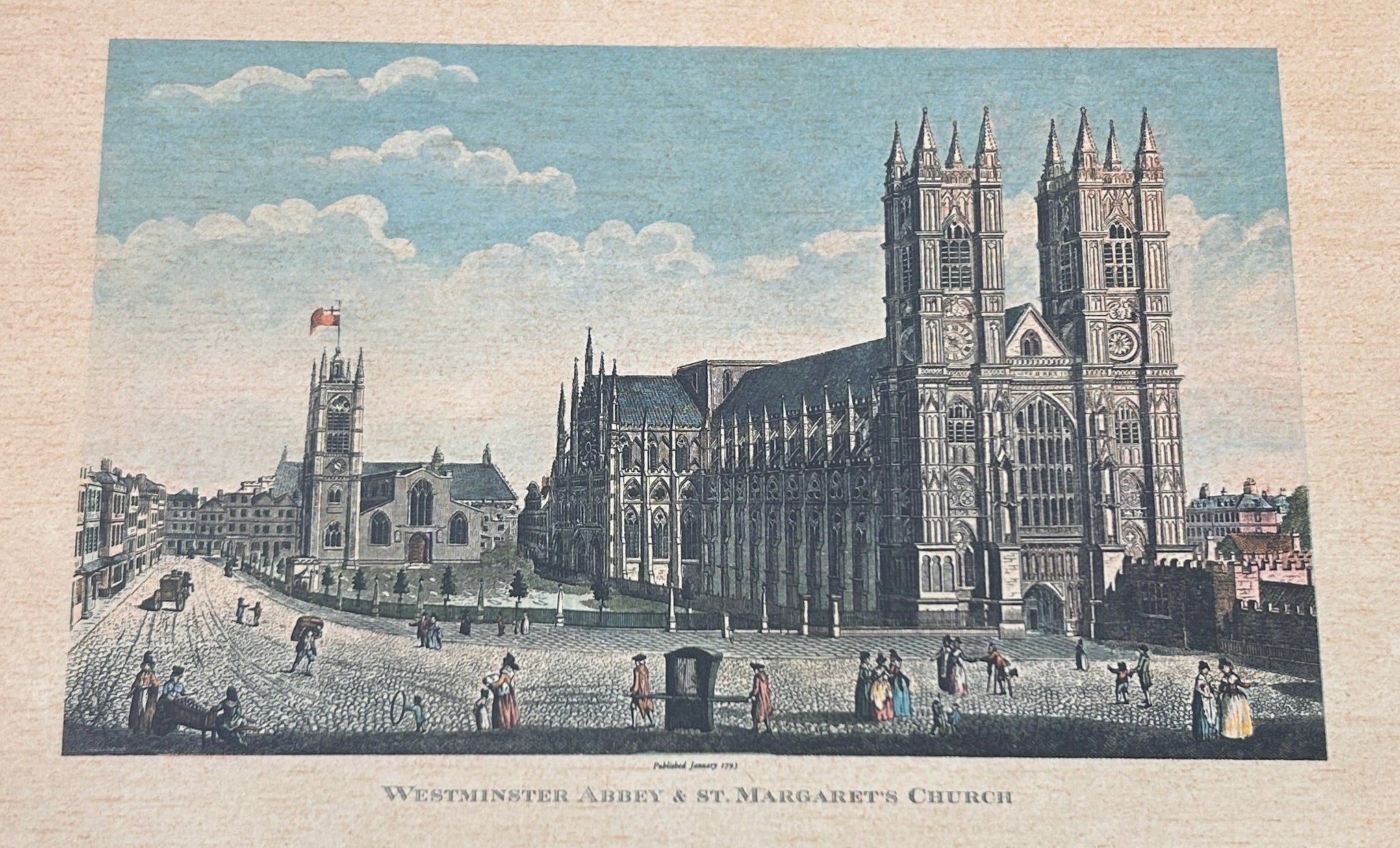 Vintage Framed Westminster Abbey London Scene