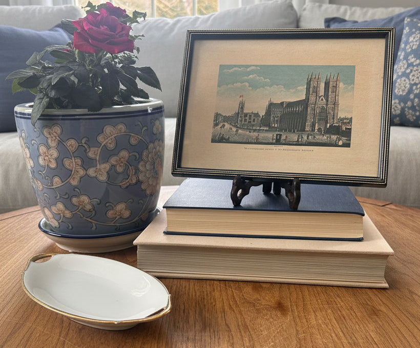 Vintage Framed Westminster Abbey London Scene