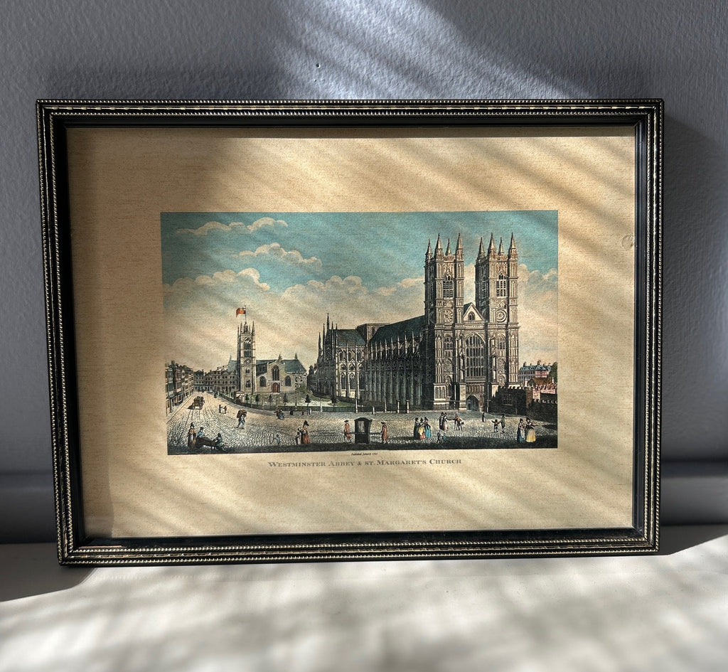 Vintage Framed Westminster Abbey London Scene