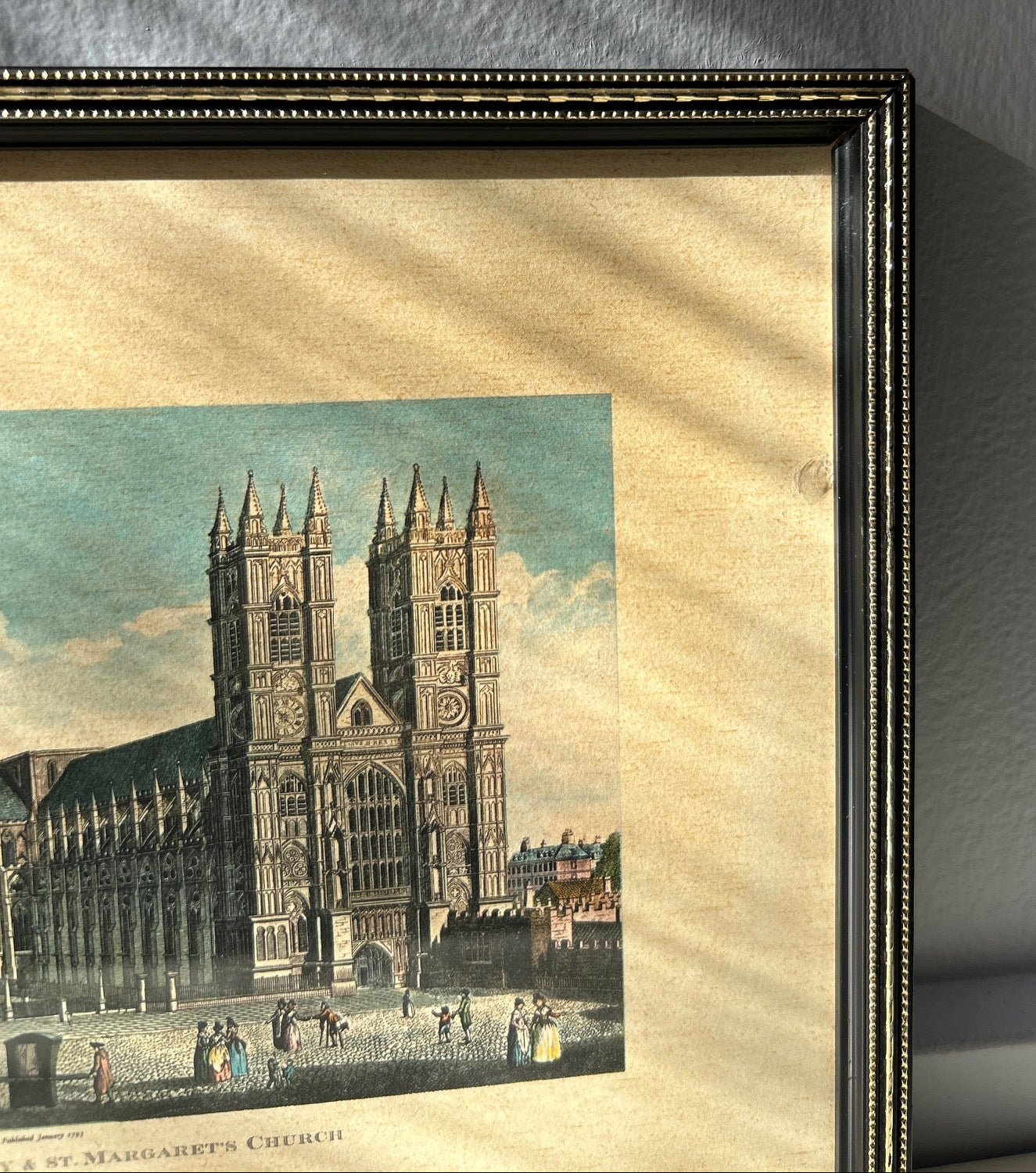 Vintage Framed Westminster Abbey London Scene