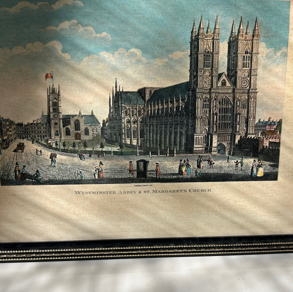 Vintage Framed Westminster Abbey London Scene